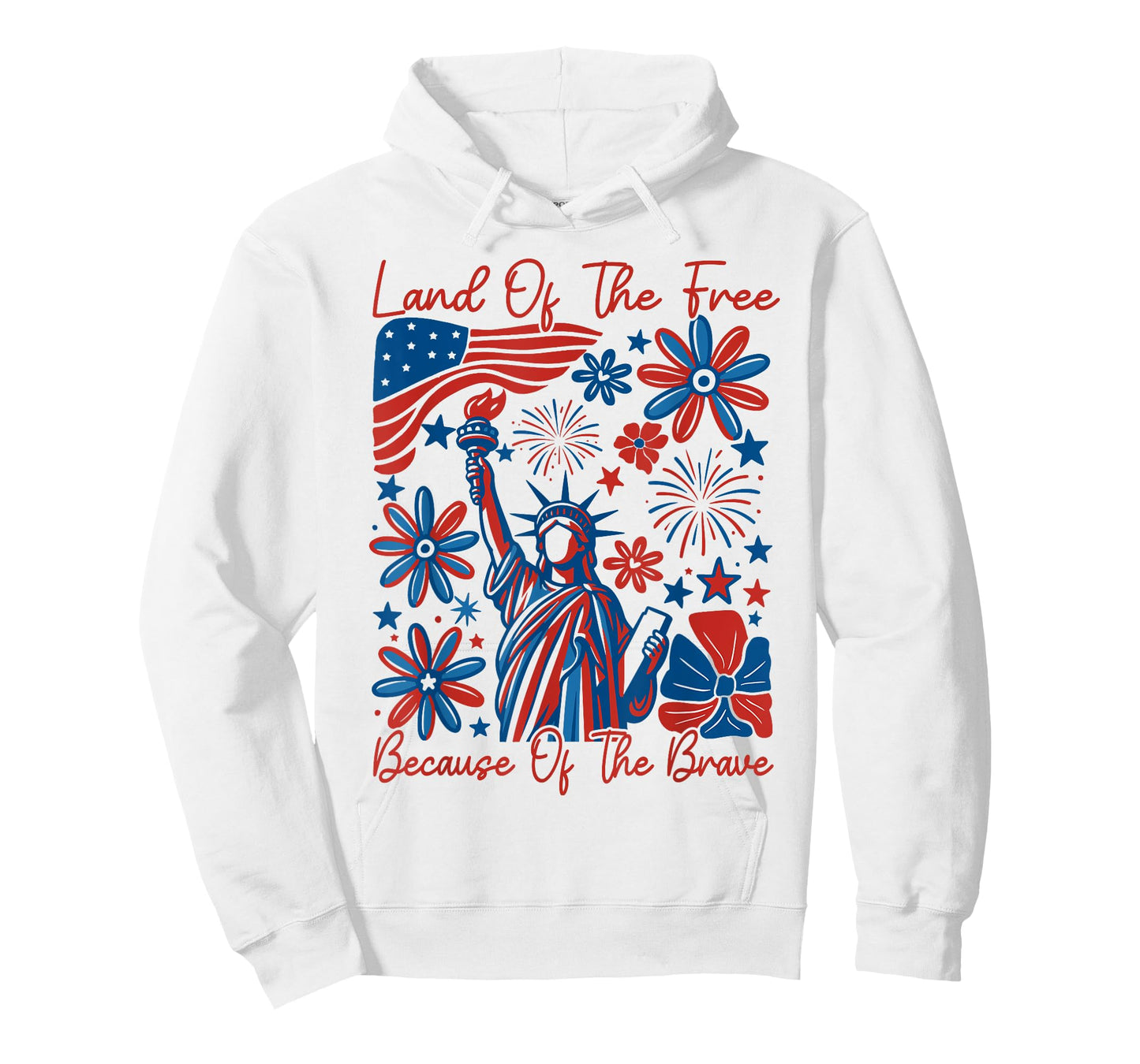 Land Of The Free Because Of The Brave Floral 4th of July USA T-Shirt