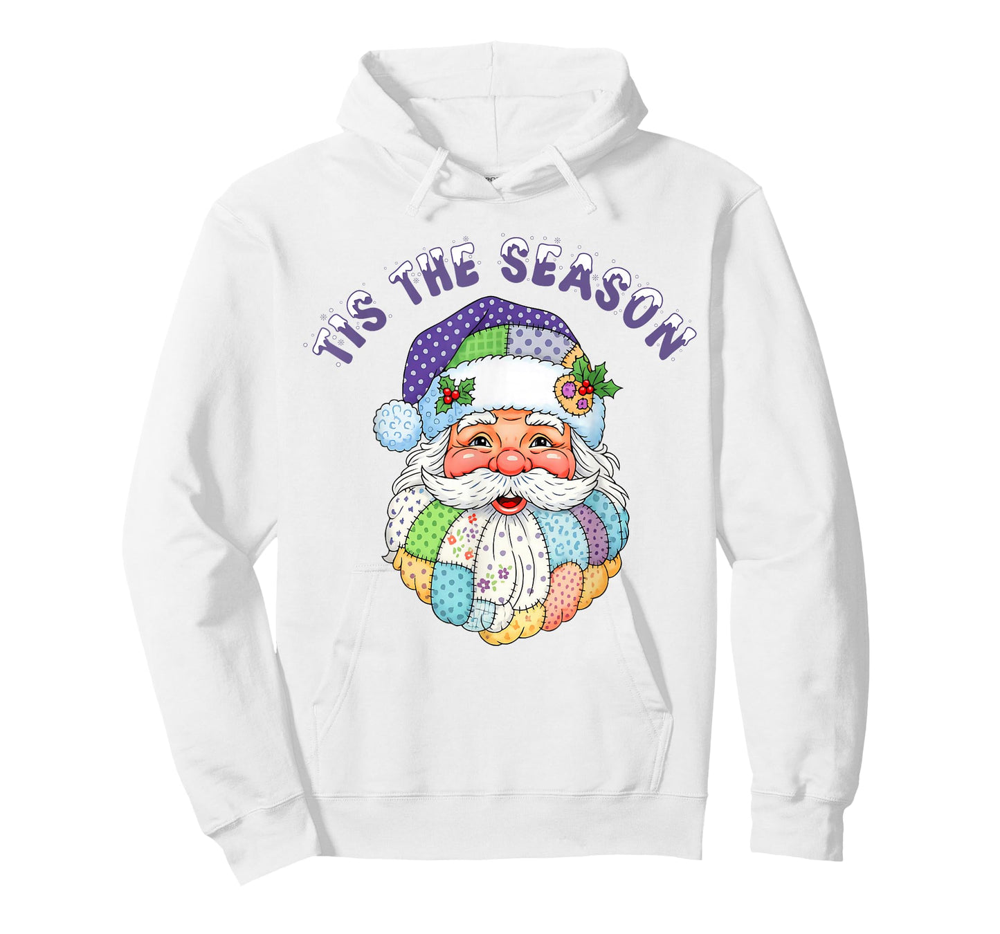 Patchwork Santa Claus Retro Christmas Tis The Season Vintage T-Shirt