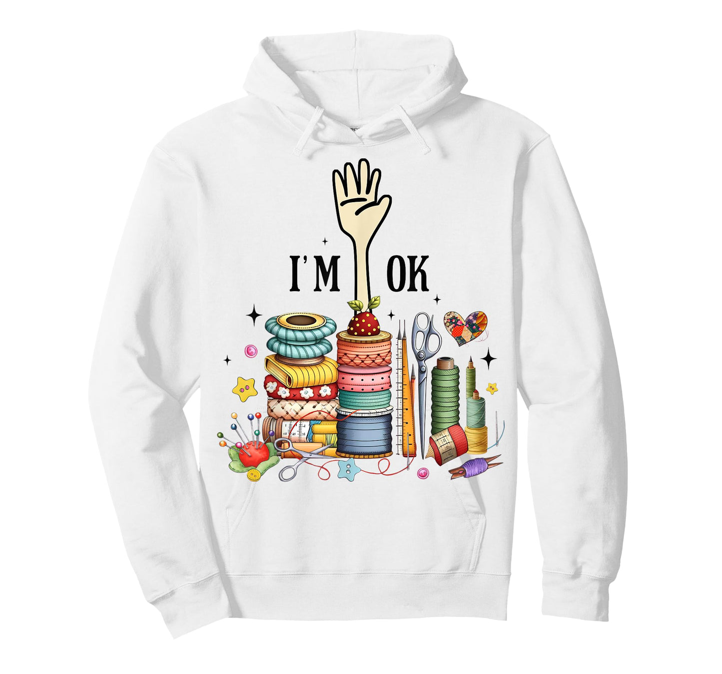 Funny Quilting Quilter Sewer Sewing I'm Ok Hand Fabric Women T-Shirt