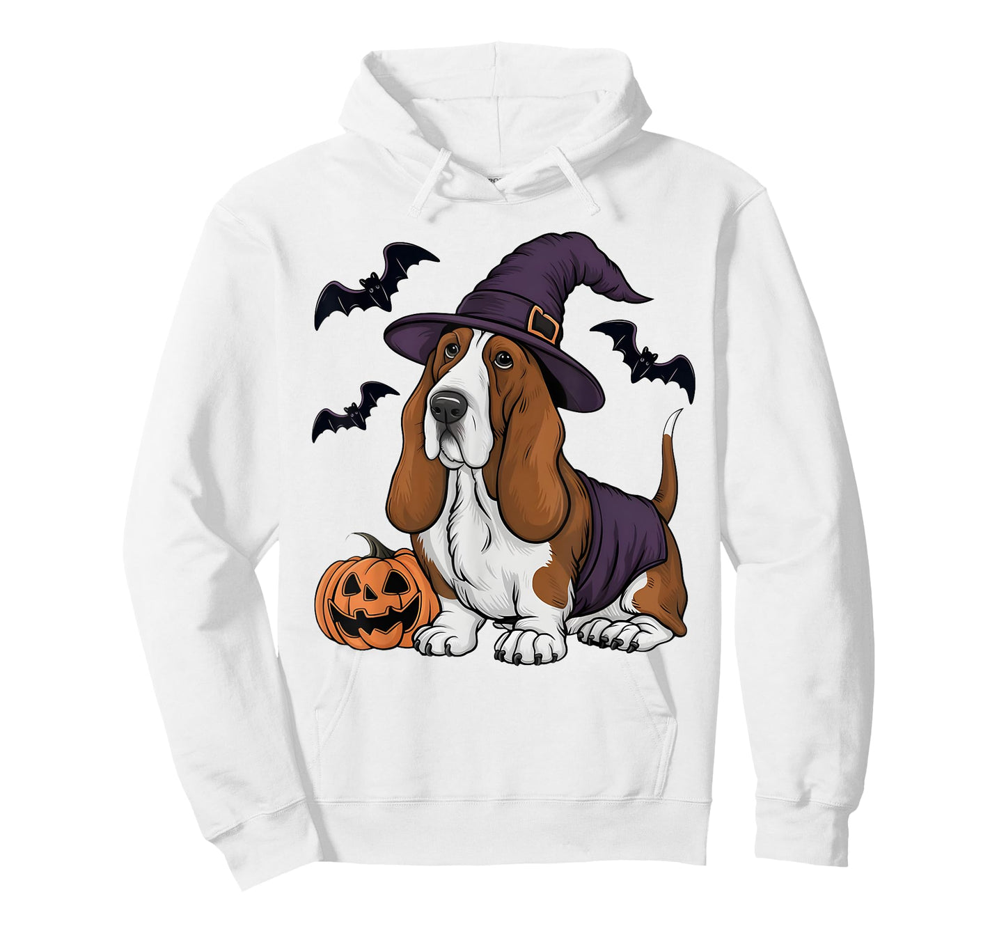 Pumpkin Bat Witch Costume Basset Hound Dog Halloween T-Shirt