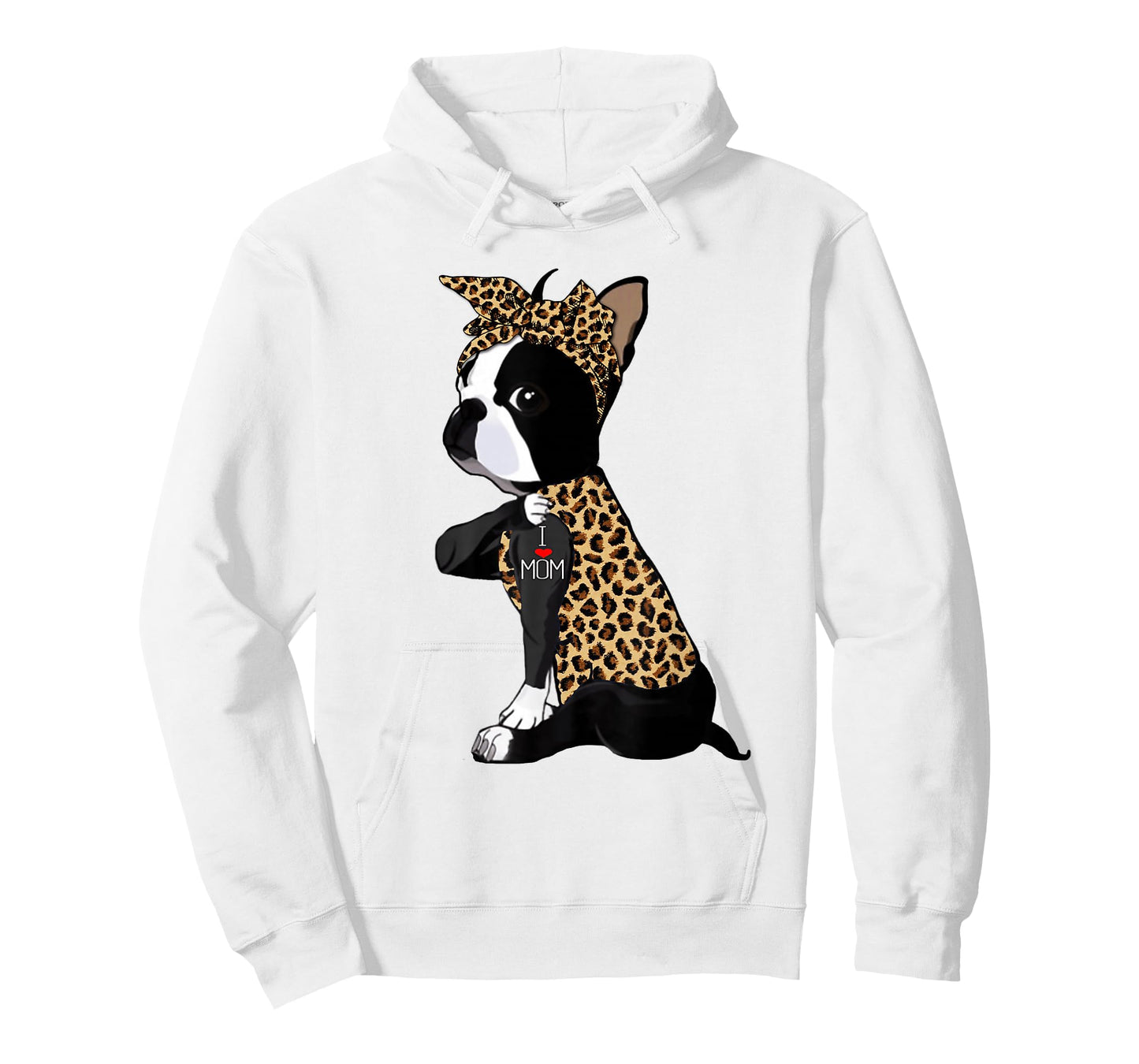 Boston Terrier Lover I Love Mom Tattoo Leopard Mothers Day T-Shirt