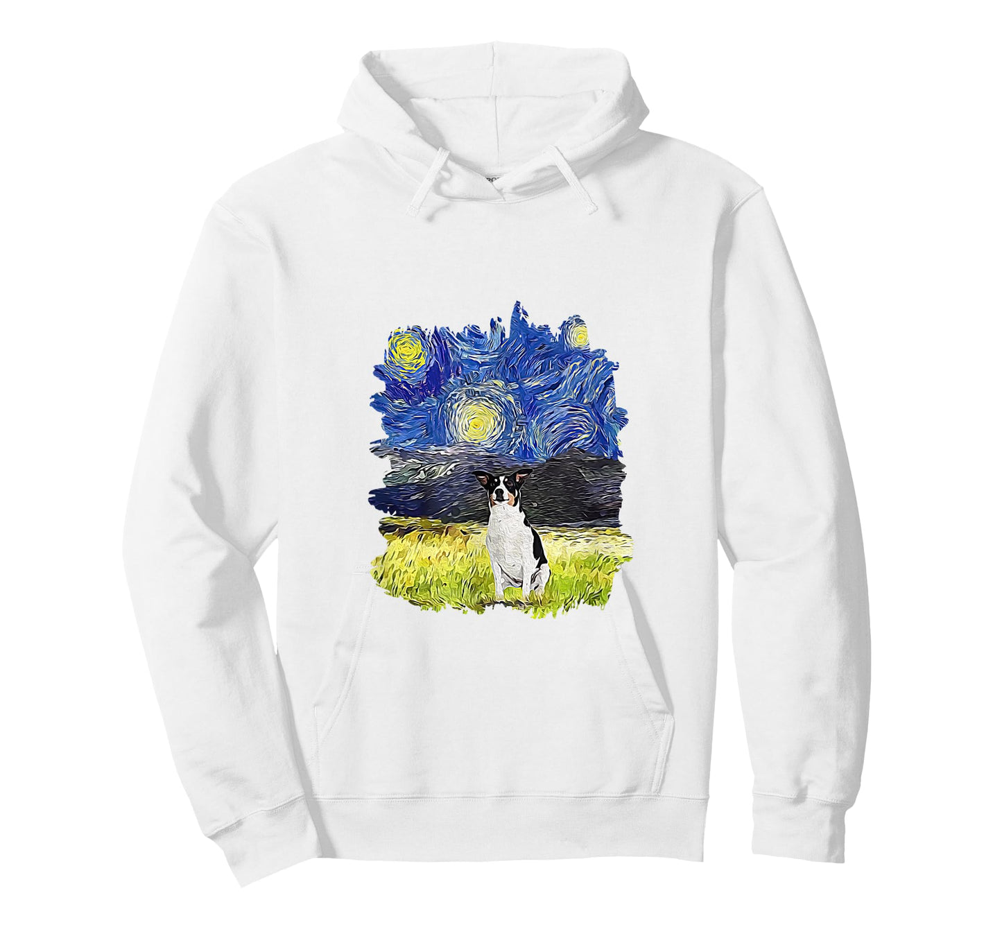 Starry Night Impressionist - Dog Art Rat Terrier Men Women Kids T-Shirt