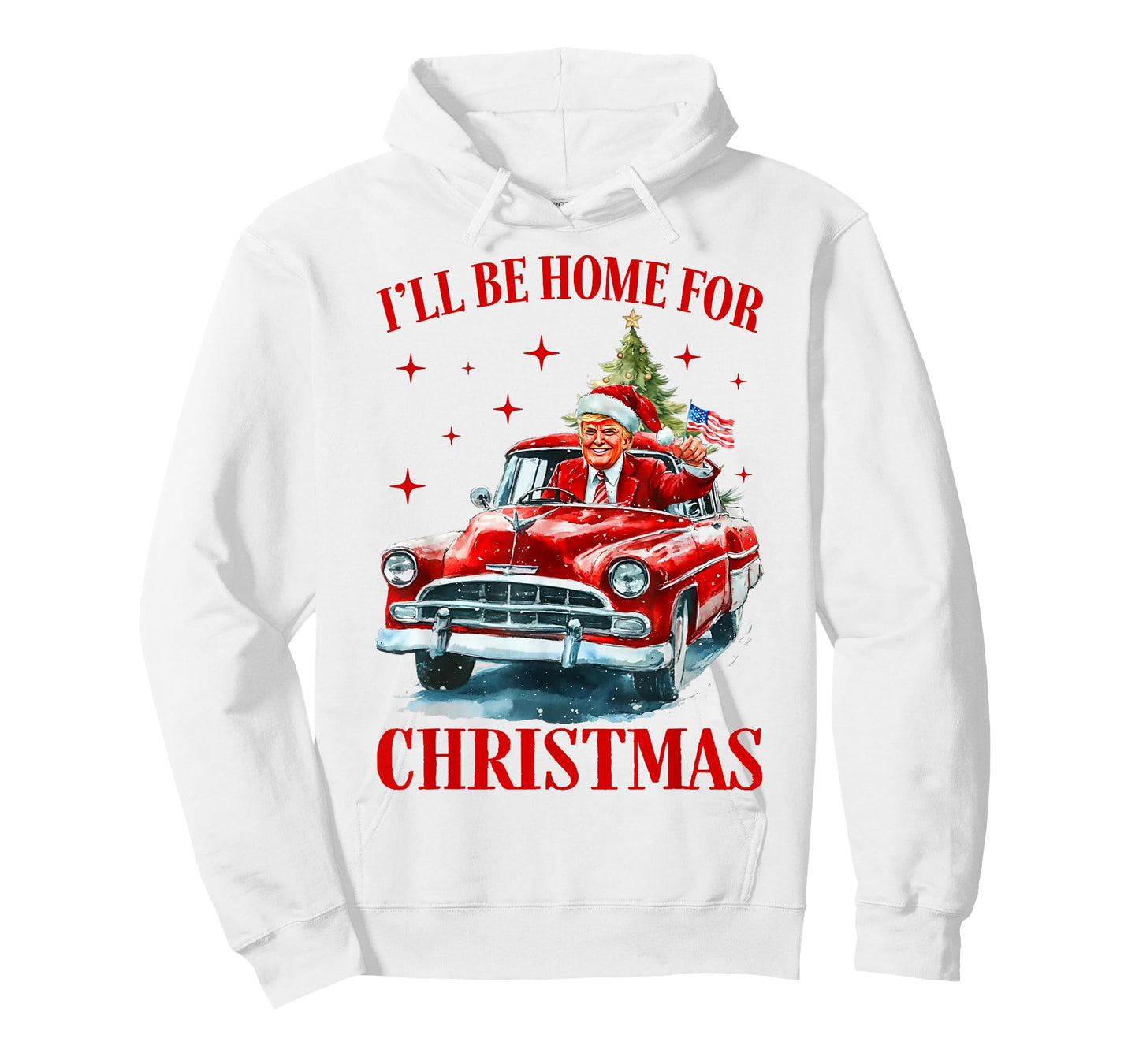 I'll Be Home for Christmas Funny Trump Riding Red Truck USA T-Shirt