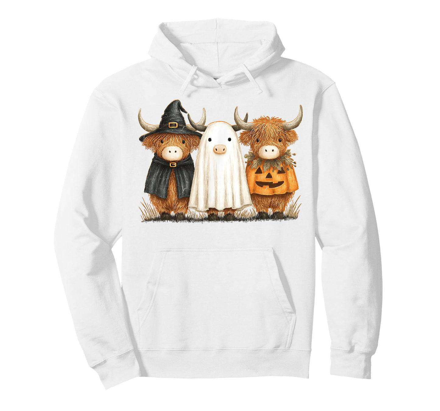 Retro Pumpkin Highland Cow Ghost Cow Witchy Cow Ghost Cow T-Shirt