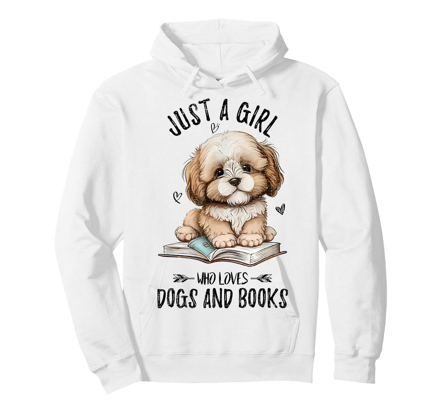 Just A Girl Who Loves Dogs and Books, Puppy Pet Art Lover T-Shirt
