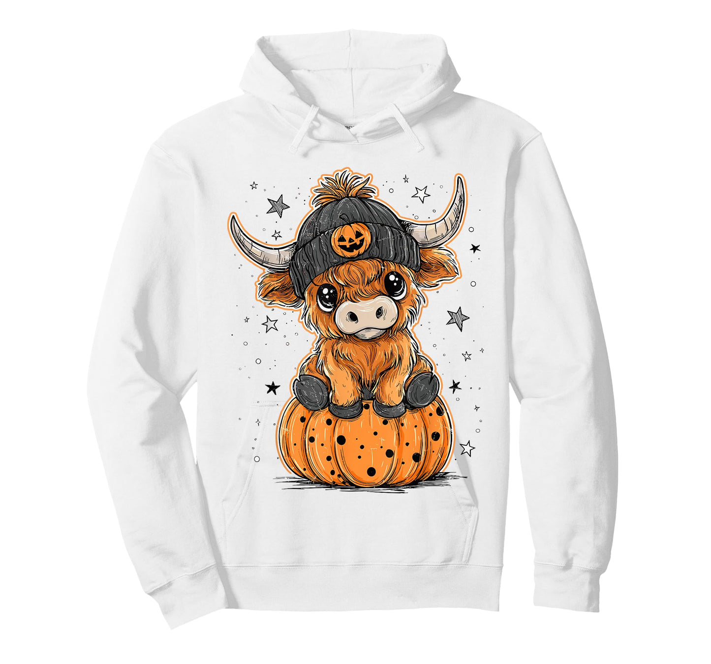 Cute Pumpkin Highland Cow Halloween Highland Cow Lover Farm T-Shirt
