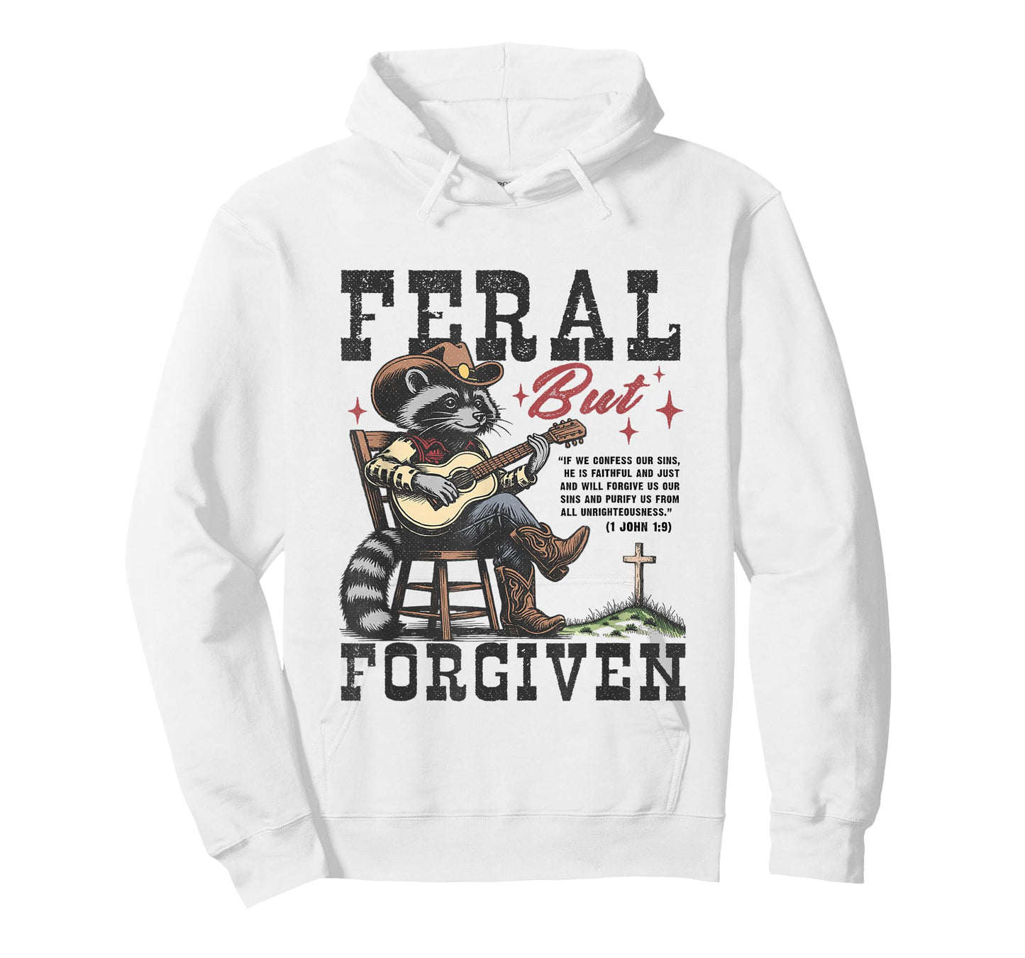 Feral But Forgiven Cowboy Raccoon Art T-Shirt