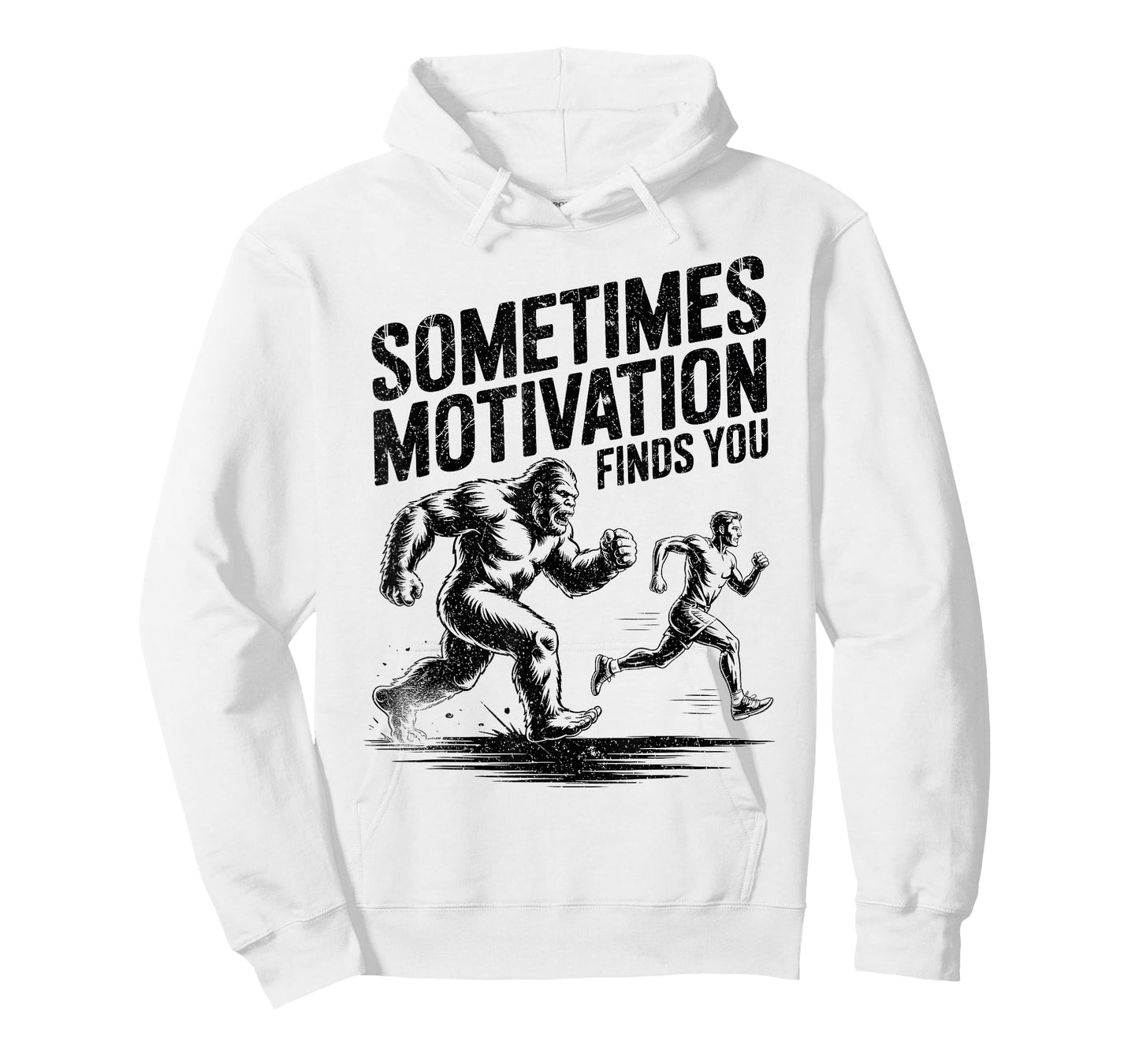 Sometimes Motivation Finds You Funny Bigfoot Running Vintage T-Shirt