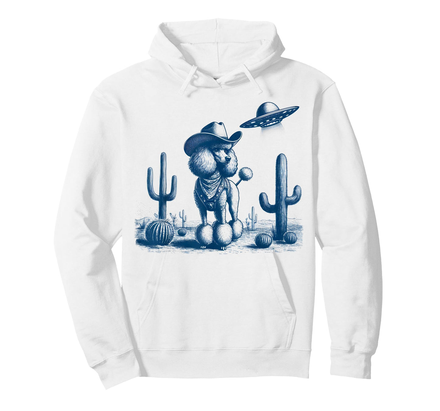 Funny Vintage Cowboy Poodle Dog UFO Desert Western Design T-Shirt