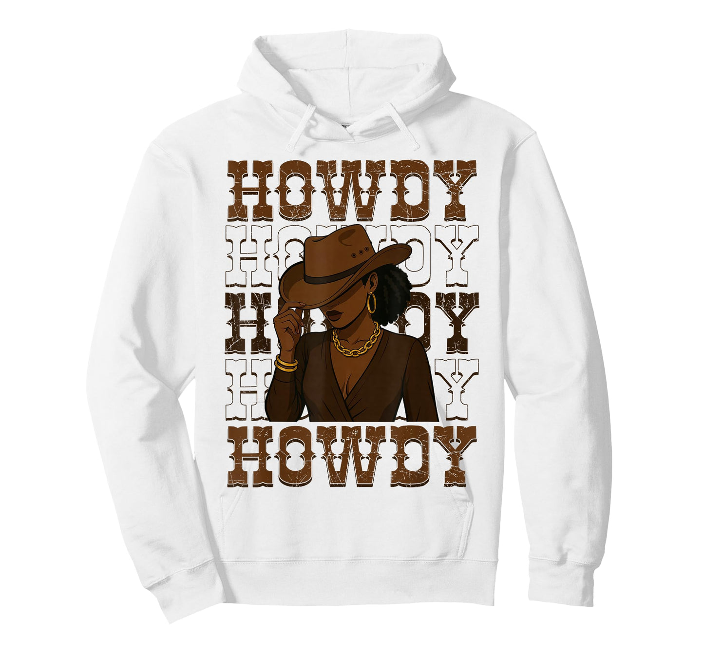 Howdy Retro Western Black Cowgirl Melanin Afro Women T-Shirt