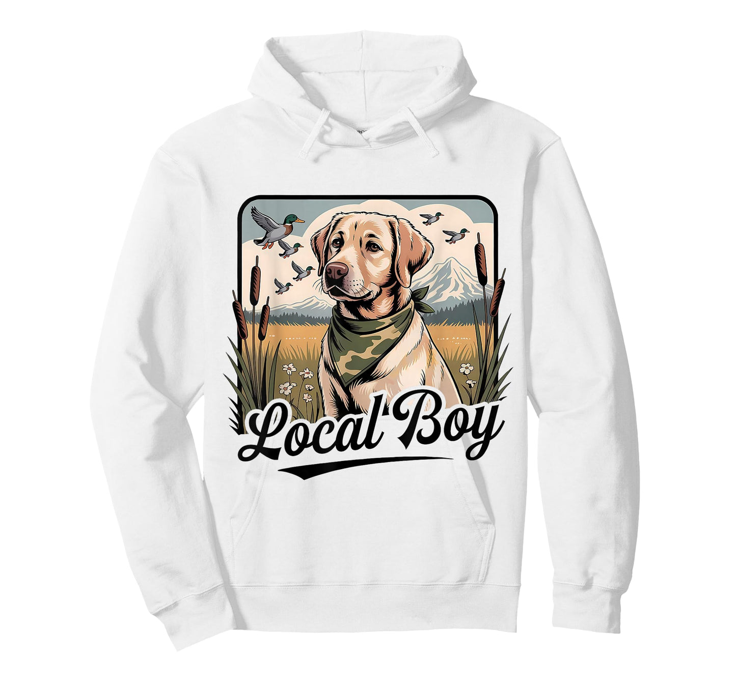 Local Boy Labrador Hunting Dog Marsh Scene Sunset Vintage T-Shirt