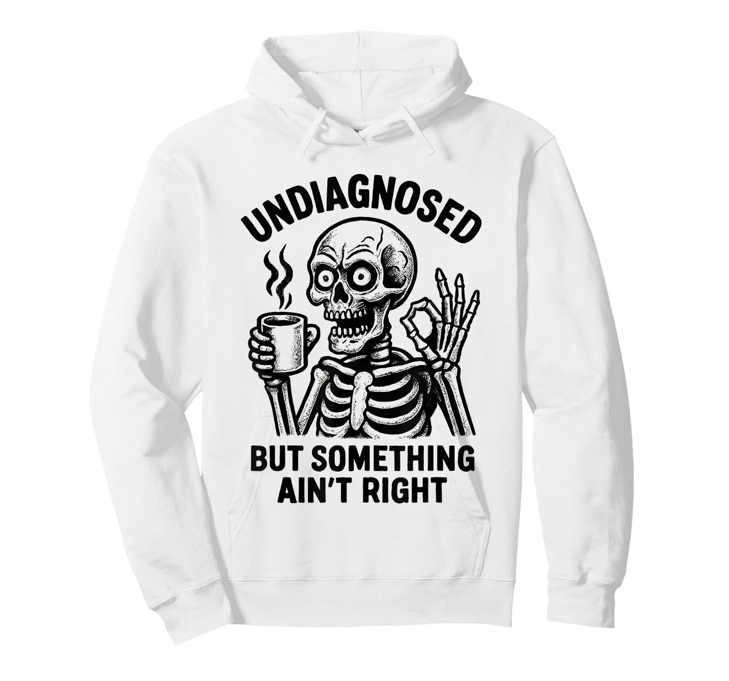 Comical Skeleton with Coffee Vintage Illustration T-Shirt