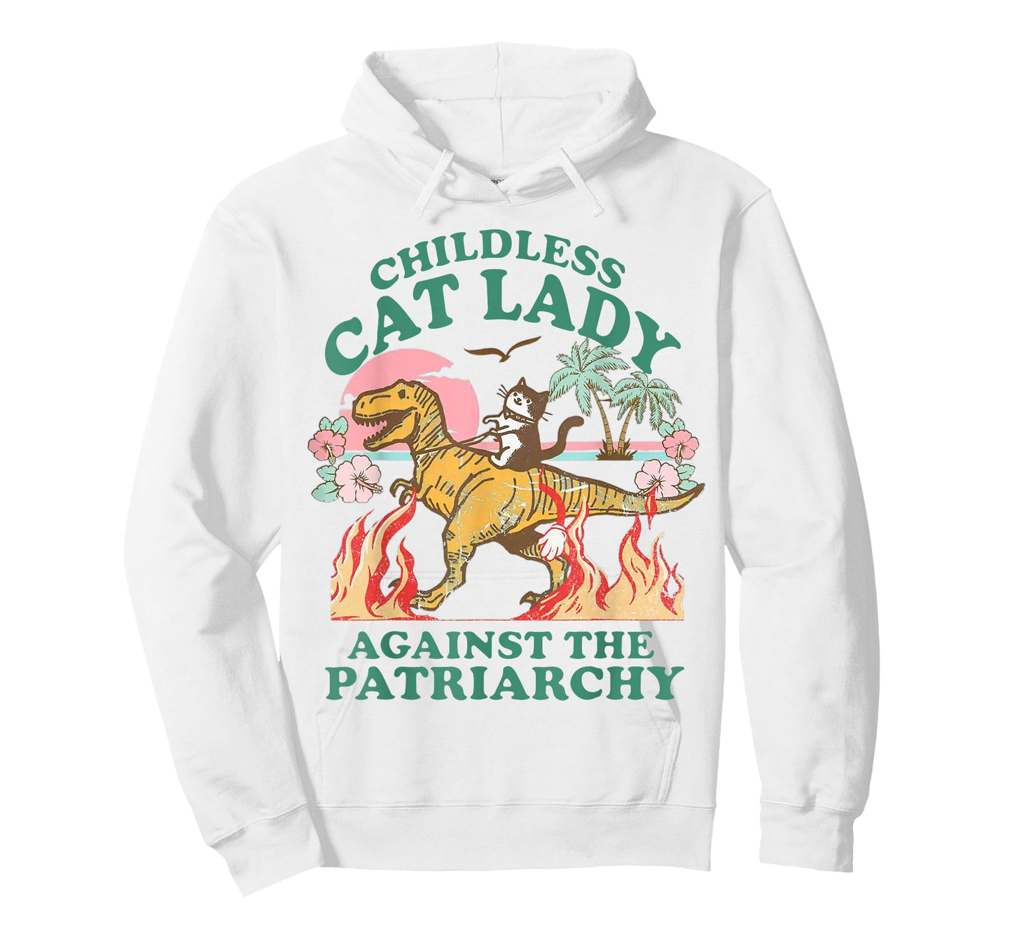 Childless Cat Lady Against The Patriarchy Funny Cat Dinosaur T-Shirt