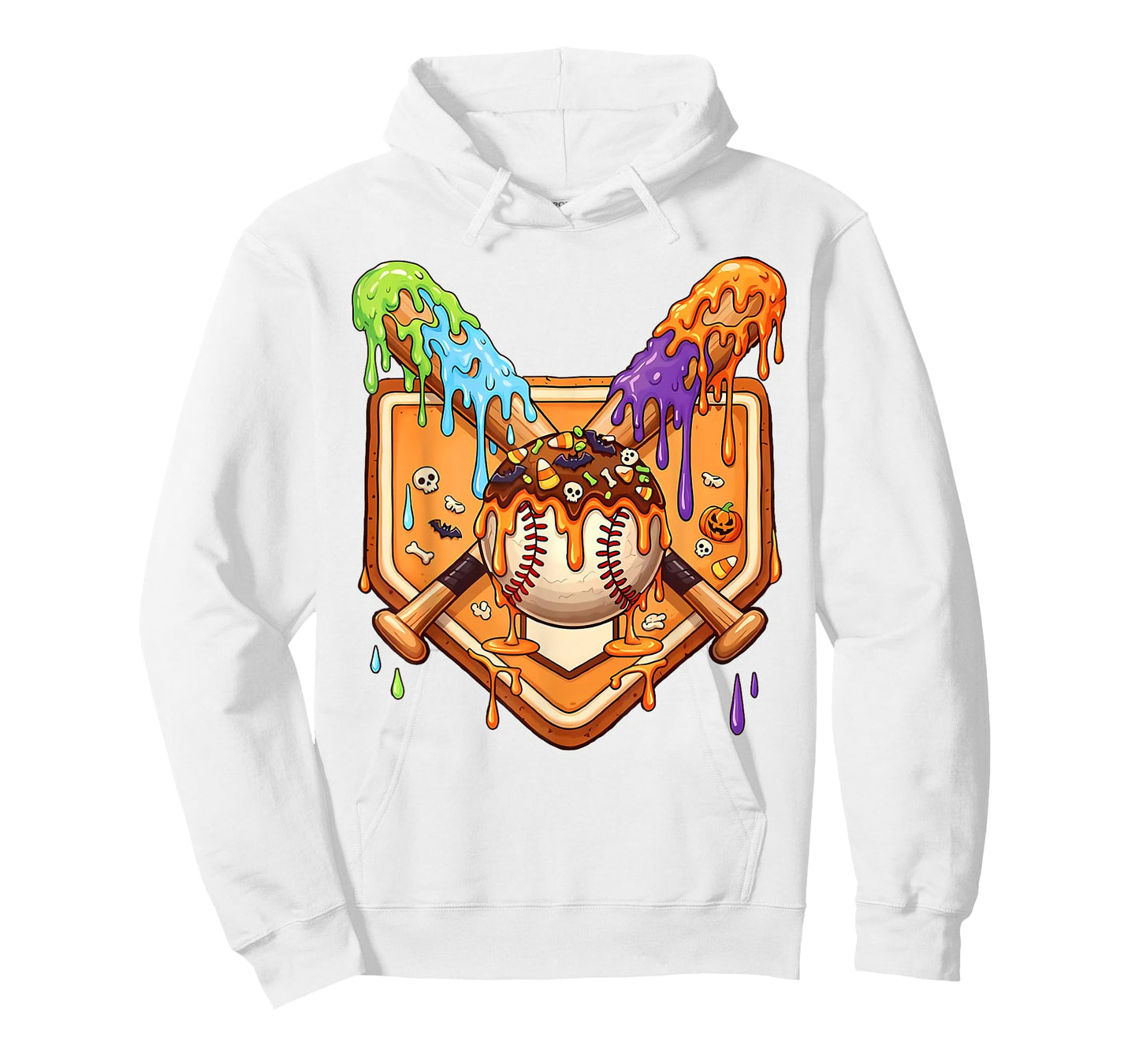 Baseball Home Plate Halloween Ice Cream Drip Men Boys Kids T-Shirt