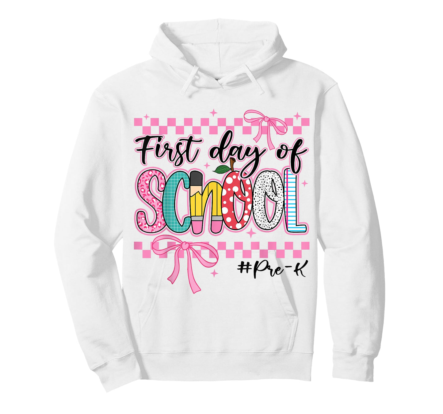 First Day of Pre-K Kids Girl Bow Back To School Retro Prek T-Shirt