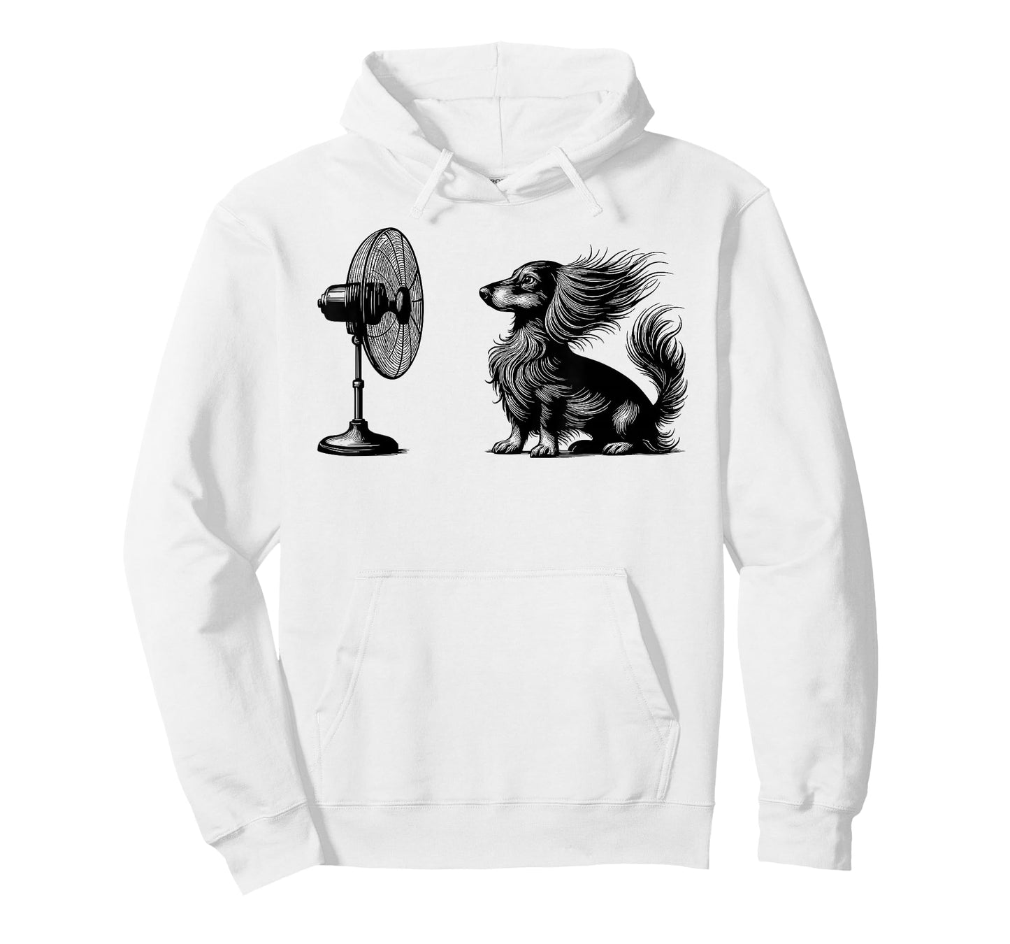 Funny Long haired Dachshund Dog with Fan Doxie Wiener Dog T-Shirt
