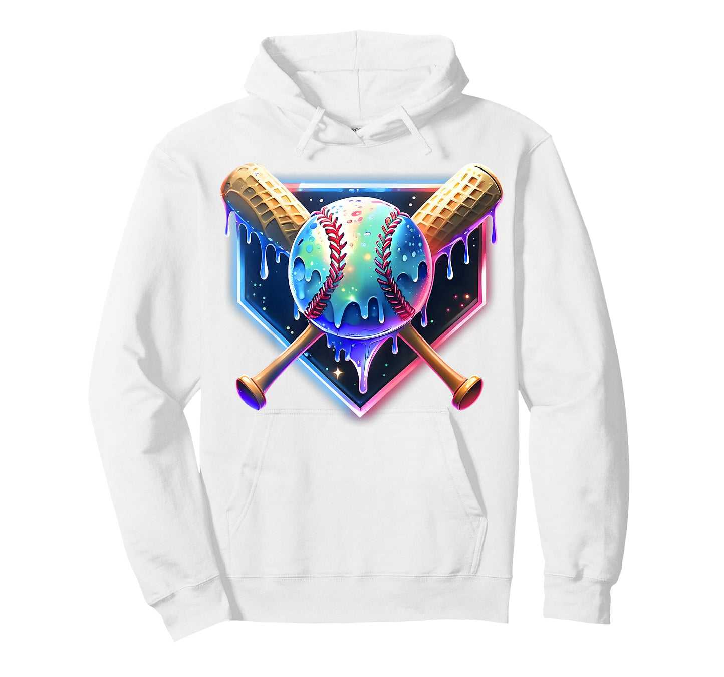 Baseball Drip for Boys Home Plate Ice Cream Drip Youth Sport T-Shirt