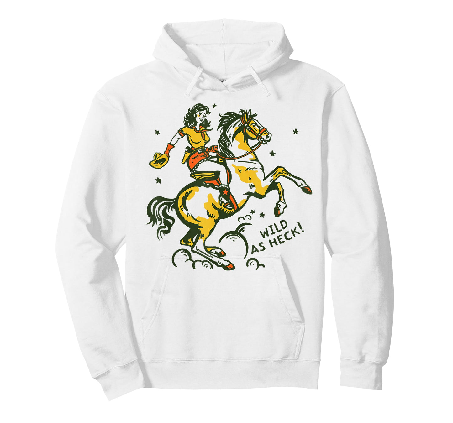 "Wild As Heck" Cute & Fun Retro Cowgirl Pinup Riding A Horse T-Shirt