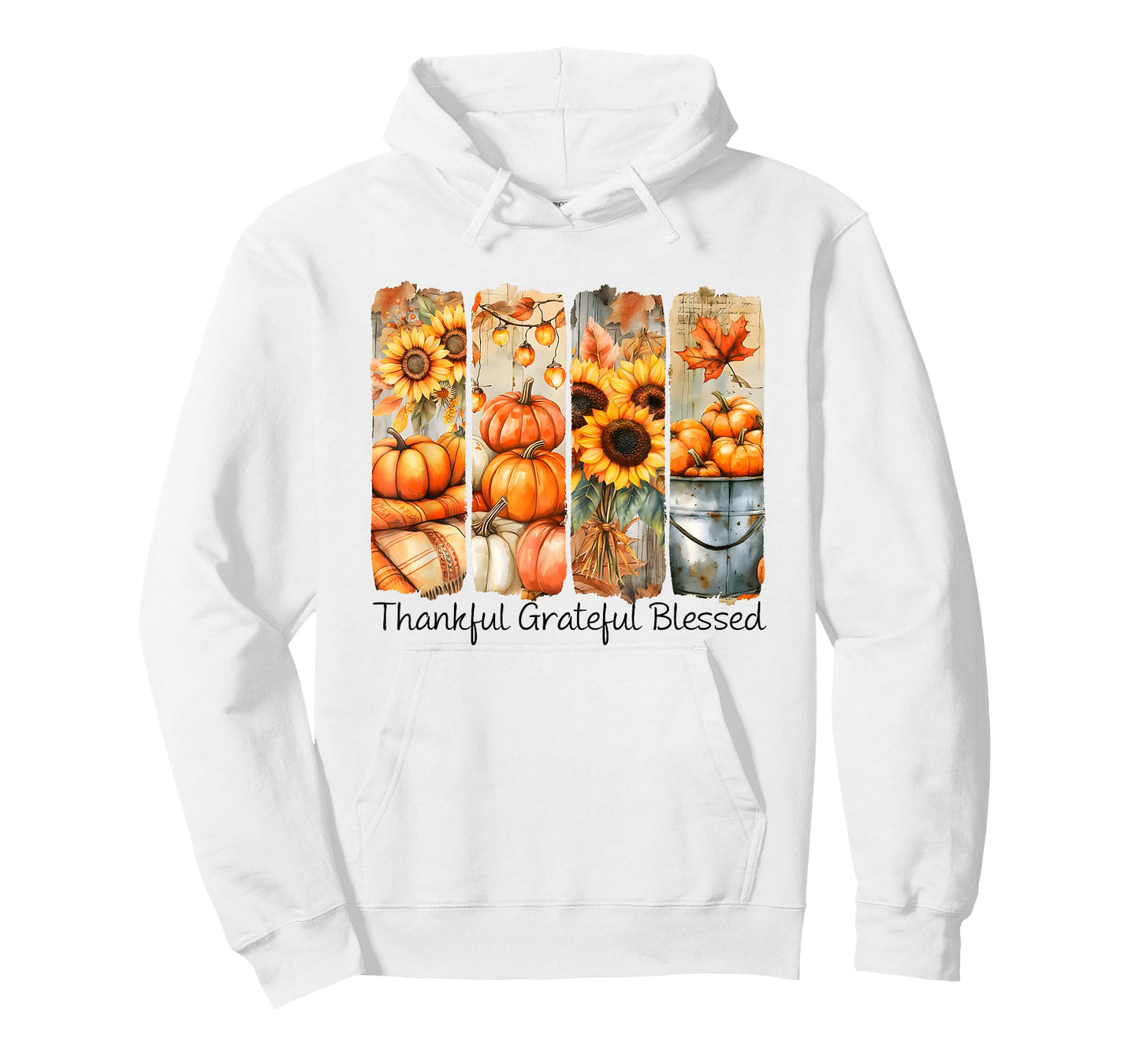 Thankful Grateful Blessed Fall Floral Pumpkin Thanksgiving T-Shirt