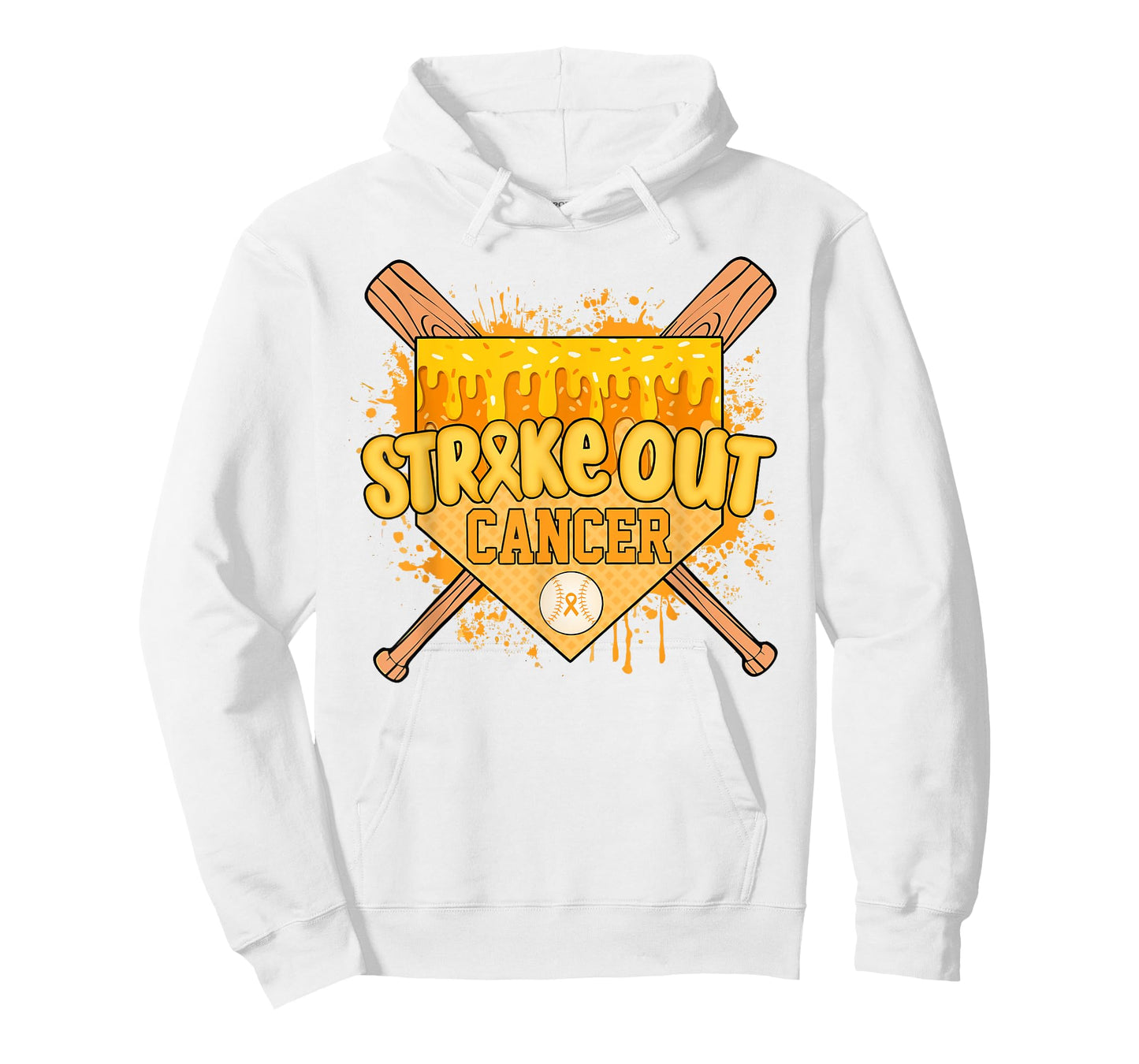 Strike Out Home Plate Ice Cream Drip Childhood Cancer T-Shirt