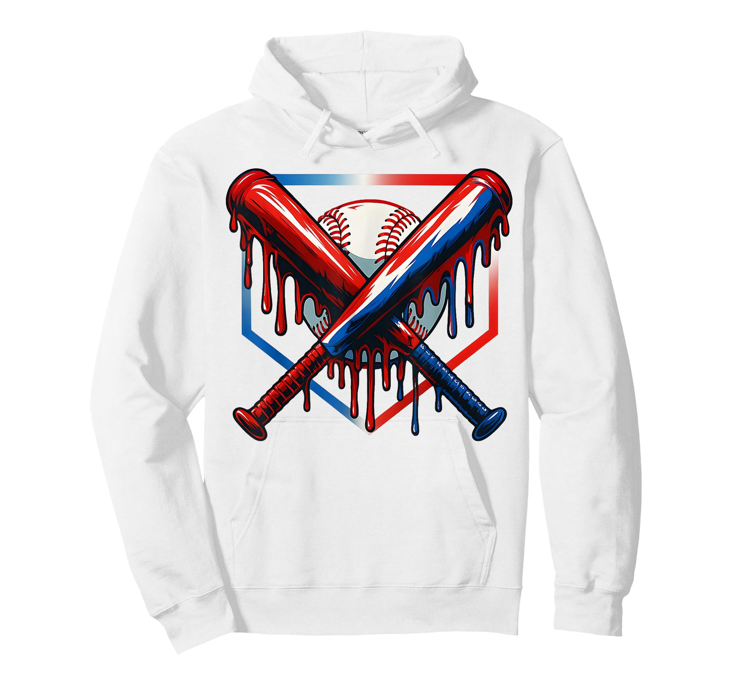 Baseball Ice Cream Drip Youth 4th Of July Red White And Blue T-Shirt