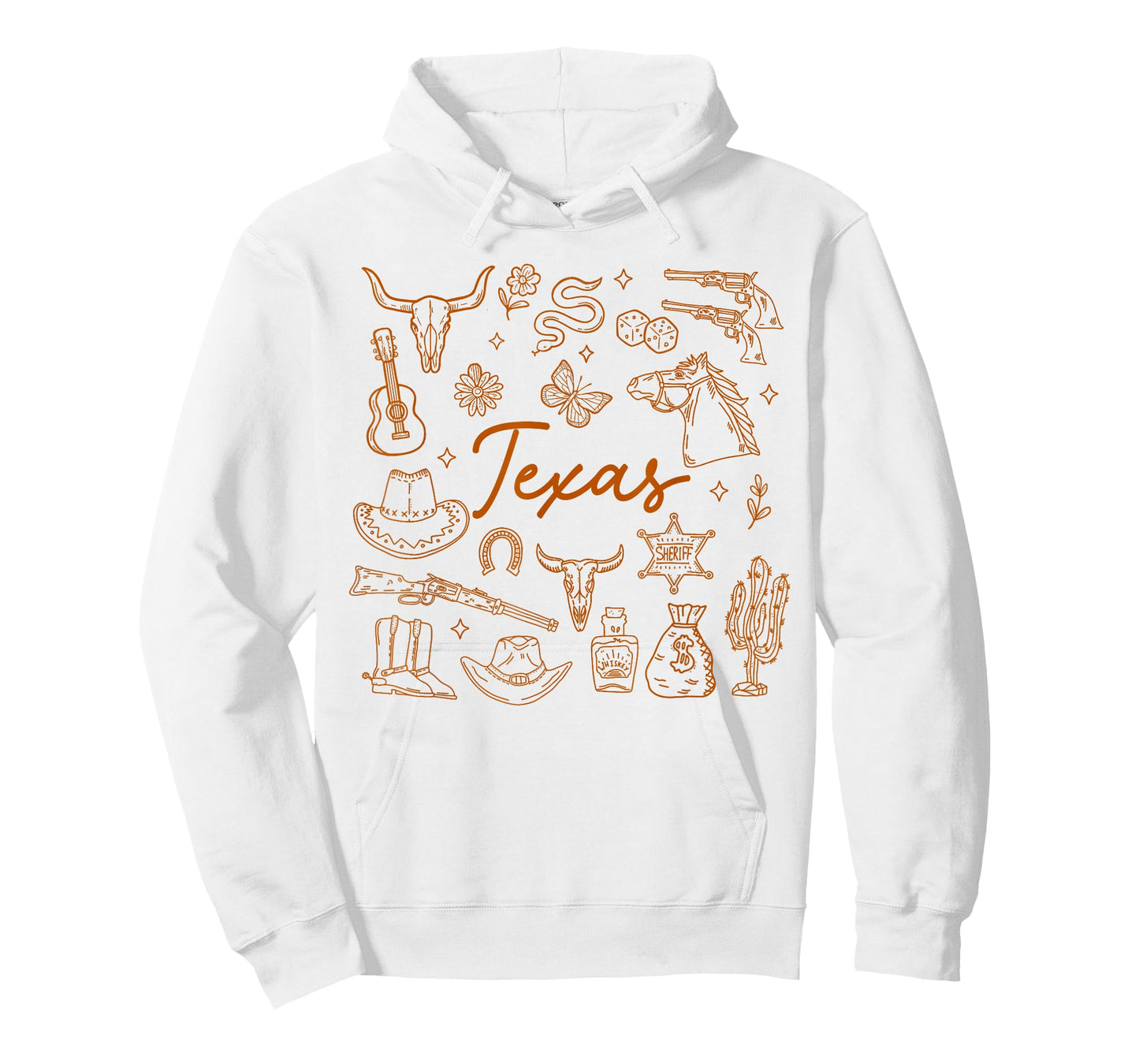 Texas Hometown Doodles Wild West Rodeo Cowboys Cowgirls T-Shirt