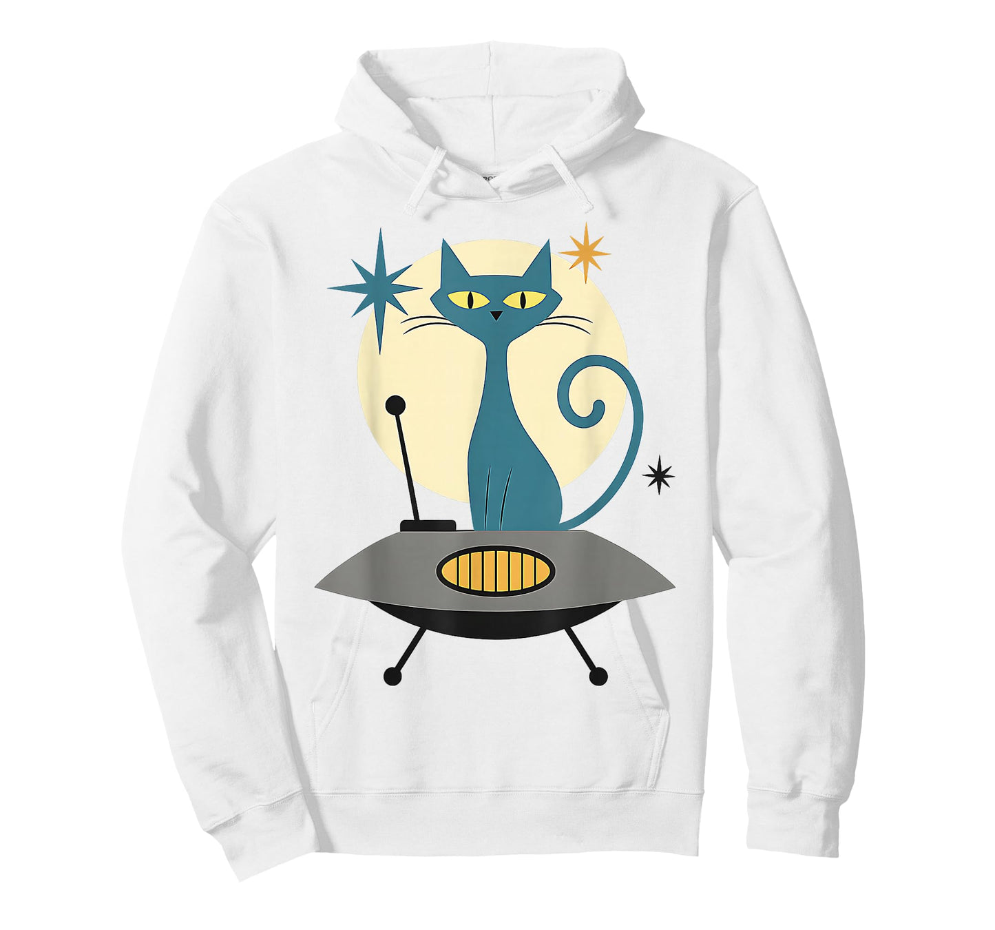Mid Century Modern UFO Cat Retro Futuristic T-Shirt