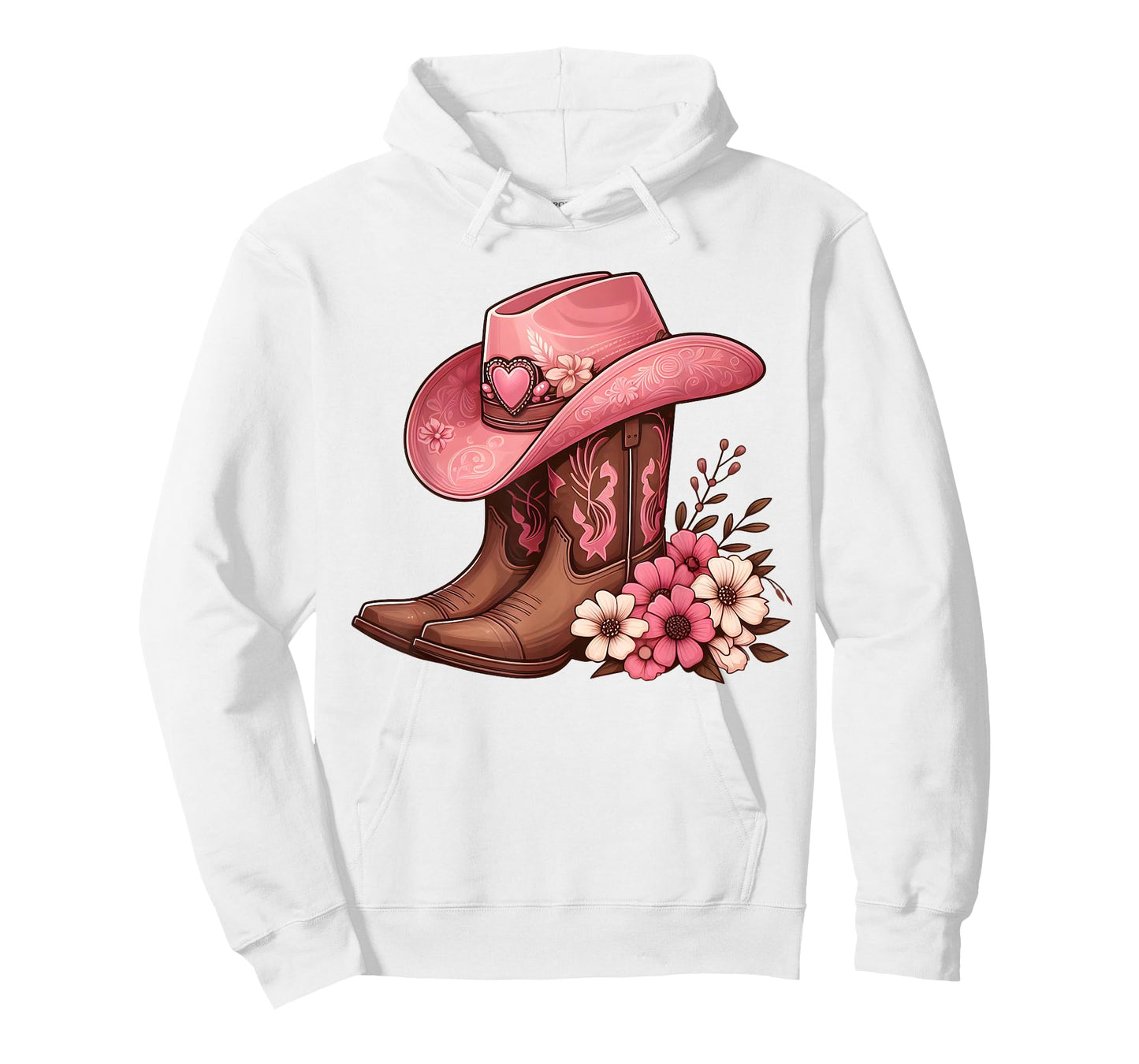Western Country Pink Cowboy Boots Cowgirl Hat And Roses T-Shirt