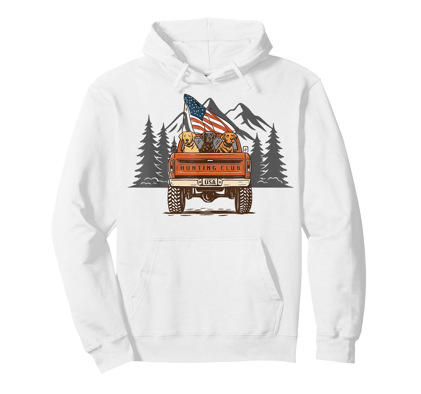 Hunting Club Truck Dogs American Flag Hello Hunting Season T-Shirt