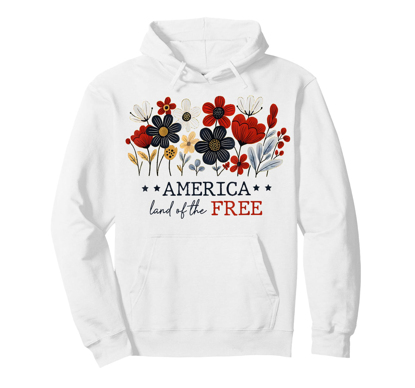Boho Floral America Land Of The Free 4th Of July Womens T-Shirt