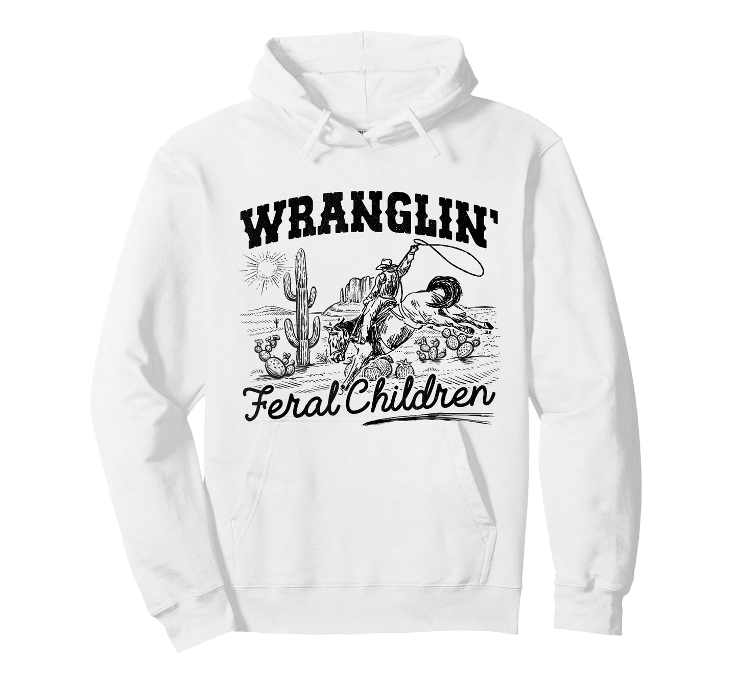 Wrangling Feral Children Quote Humor Cowboy Kids Boys Retro T-Shirt