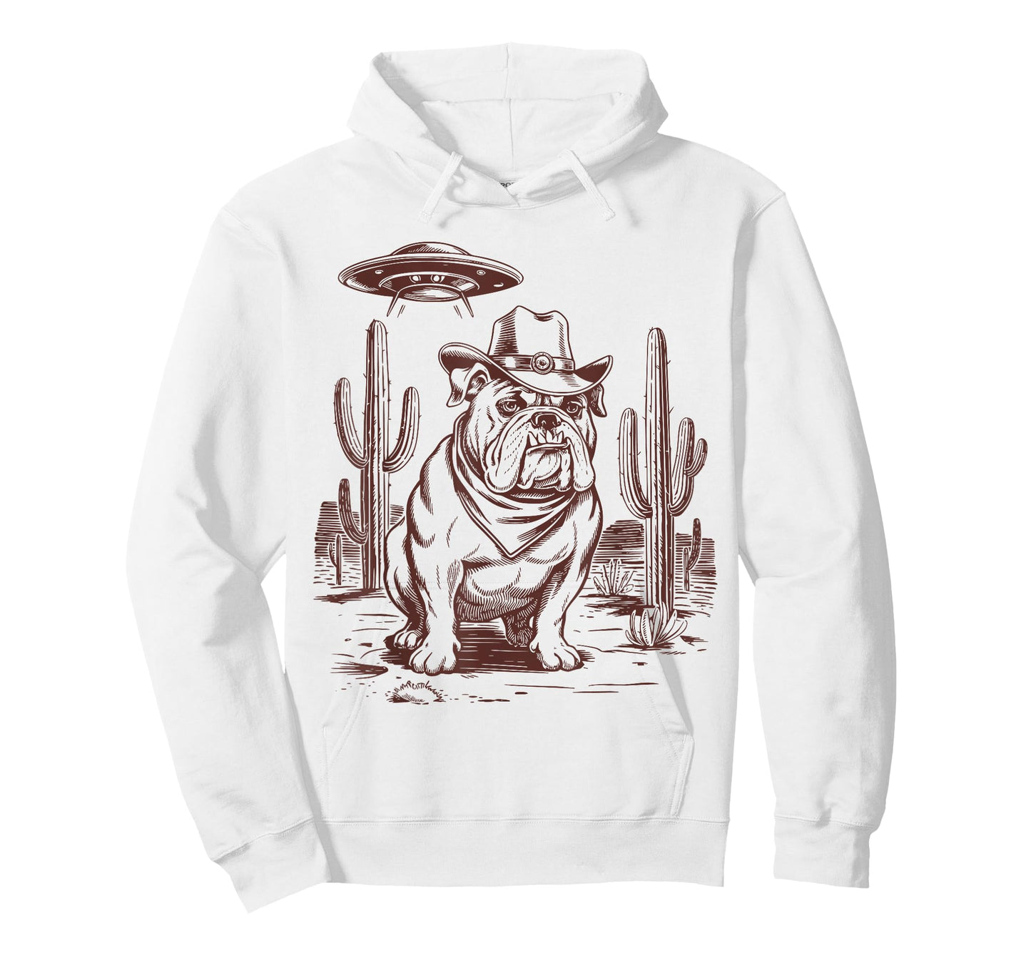 Bulldog UFO Western Vintage Alien 90s Retro Cowboy T-Shirt