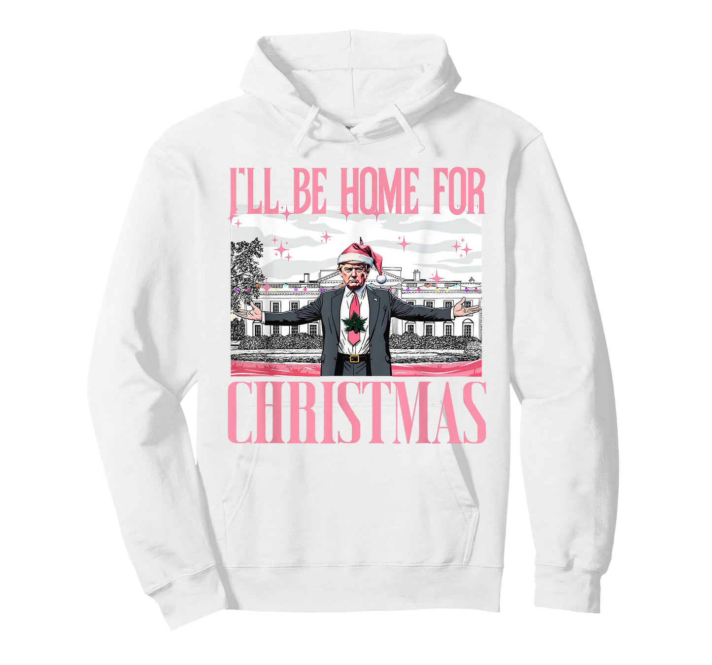 I'll Be Home For Christmas Funny Santa Claus Trump 2024 T-Shirt