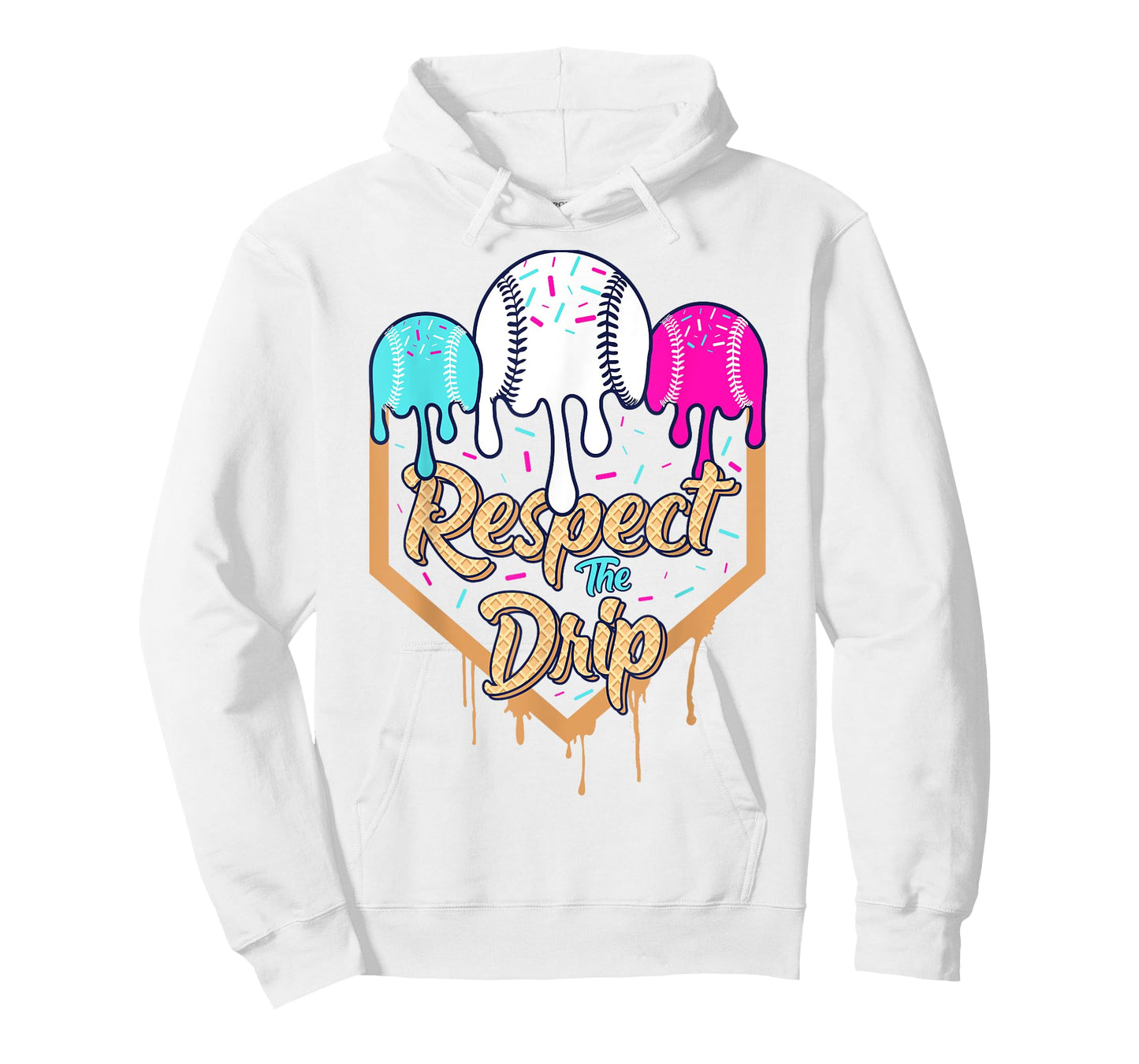 Baseball Drip Boys Ice Cream Waffle Home Plate Respect Drip T-Shirt