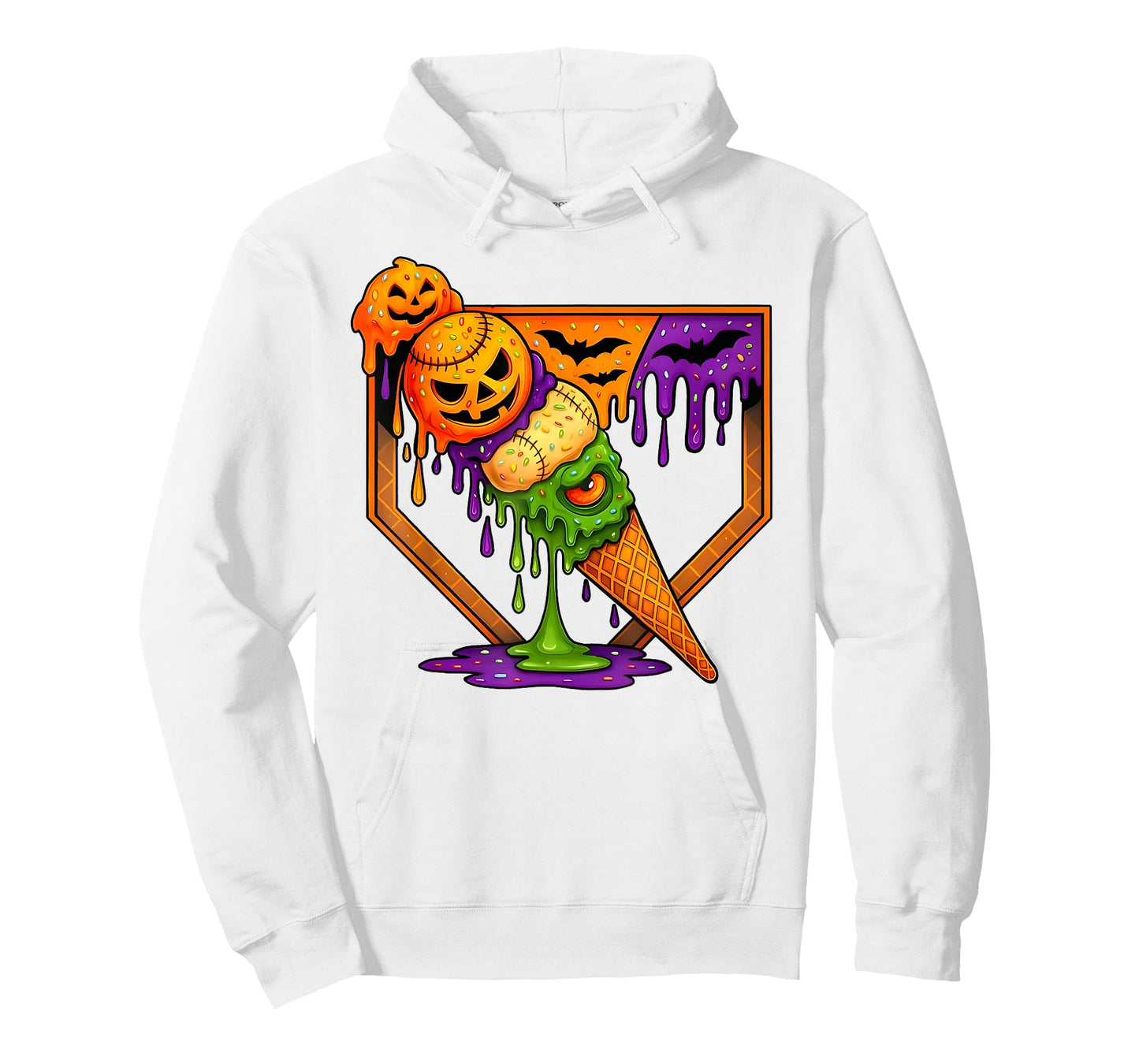 Baseball Home Plate Ice Cream Drip Halloween Men Boys Youth T-Shirt