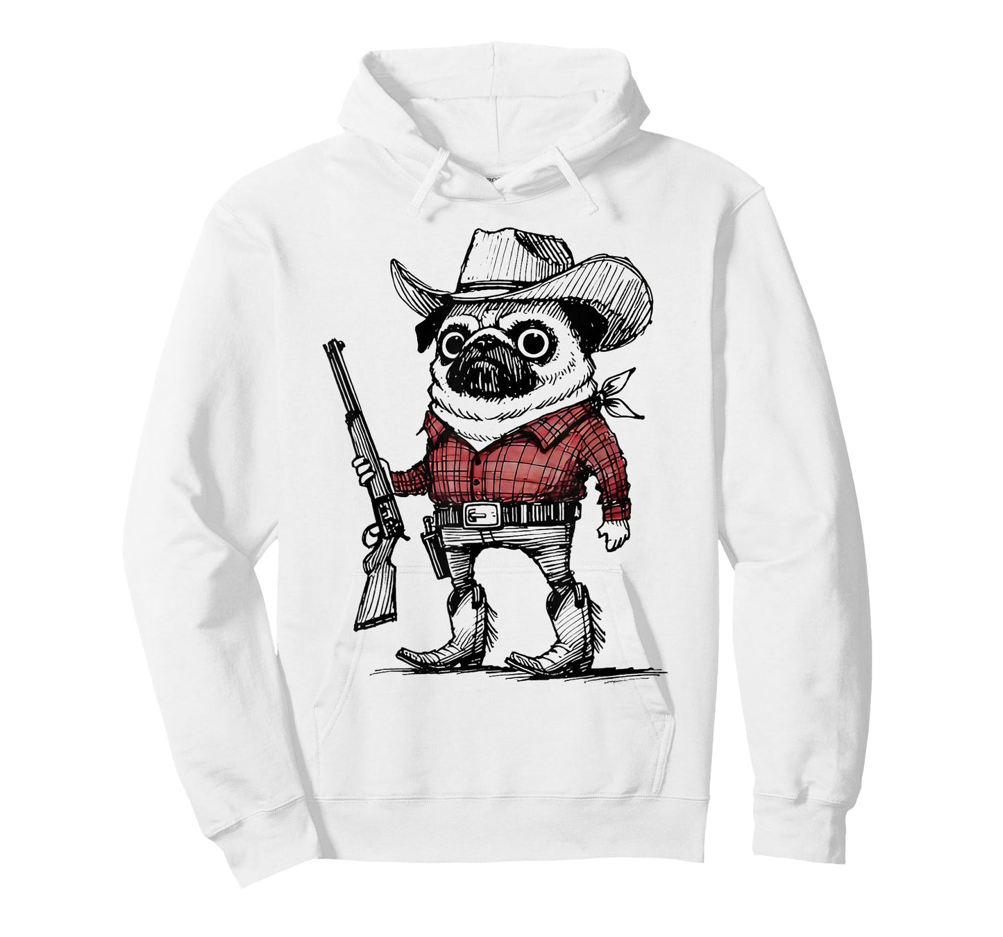 Cowboy Pug Dog Funny Western Outfit Red Pug Cowboy Meme T-Shirt
