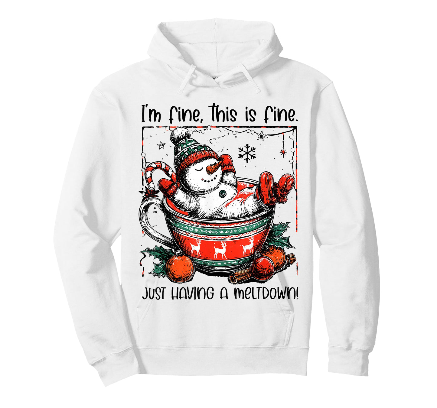 I'm Fine This is Fine Just Having Meltdown Snowman Christmas T-Shirt