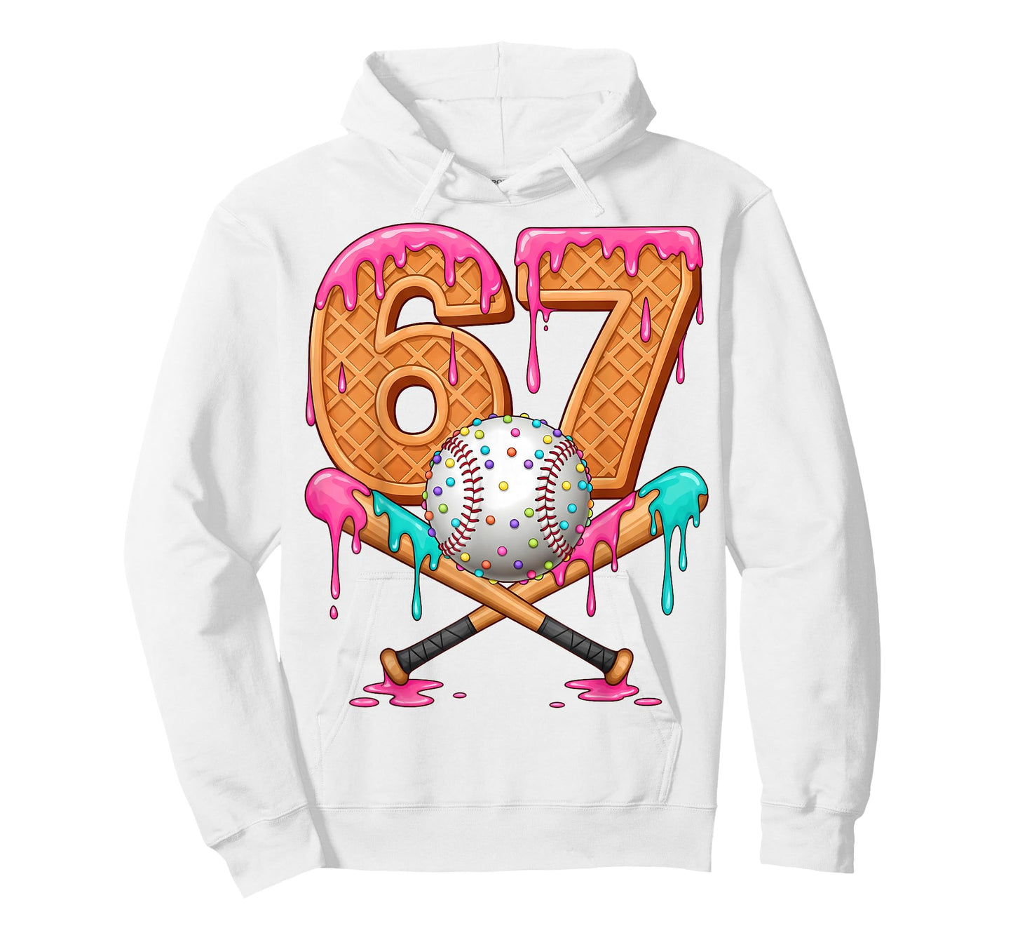 67 Ice Cream Drip Baseball Number 67 Player 67th Birthday T-Shirt