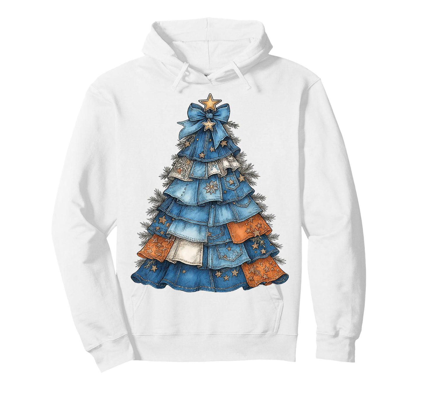 Denim Country Christmas Tree Star Rustic Country Western T-Shirt