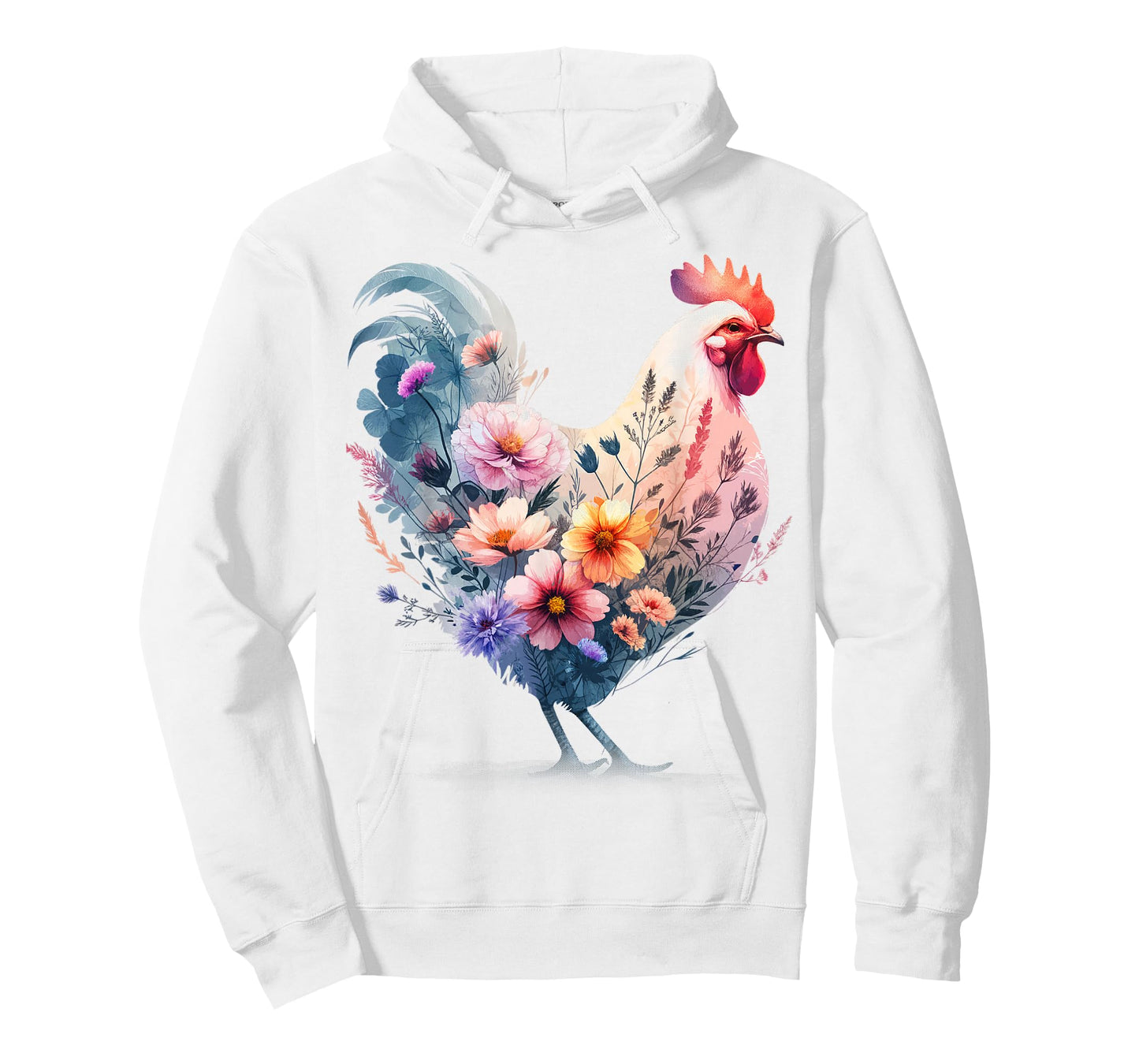 Chicken Floral Art Graphic Women Farm Chicken Lover Colorful T-Shirt