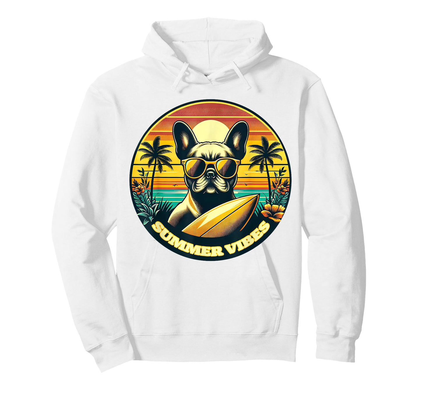 Summer Vibes French Bulldog, Retro Summer Vacation Beach T-Shirt