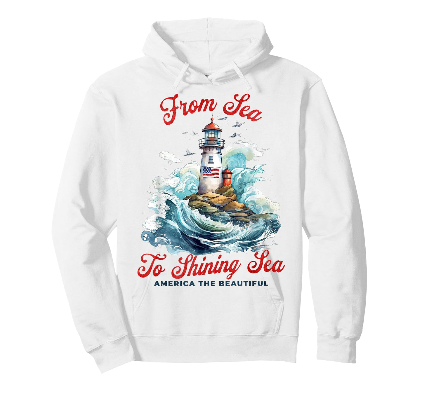 Patriotic From Sea to Shining Sea Lighthouse 4th of July T-Shirt