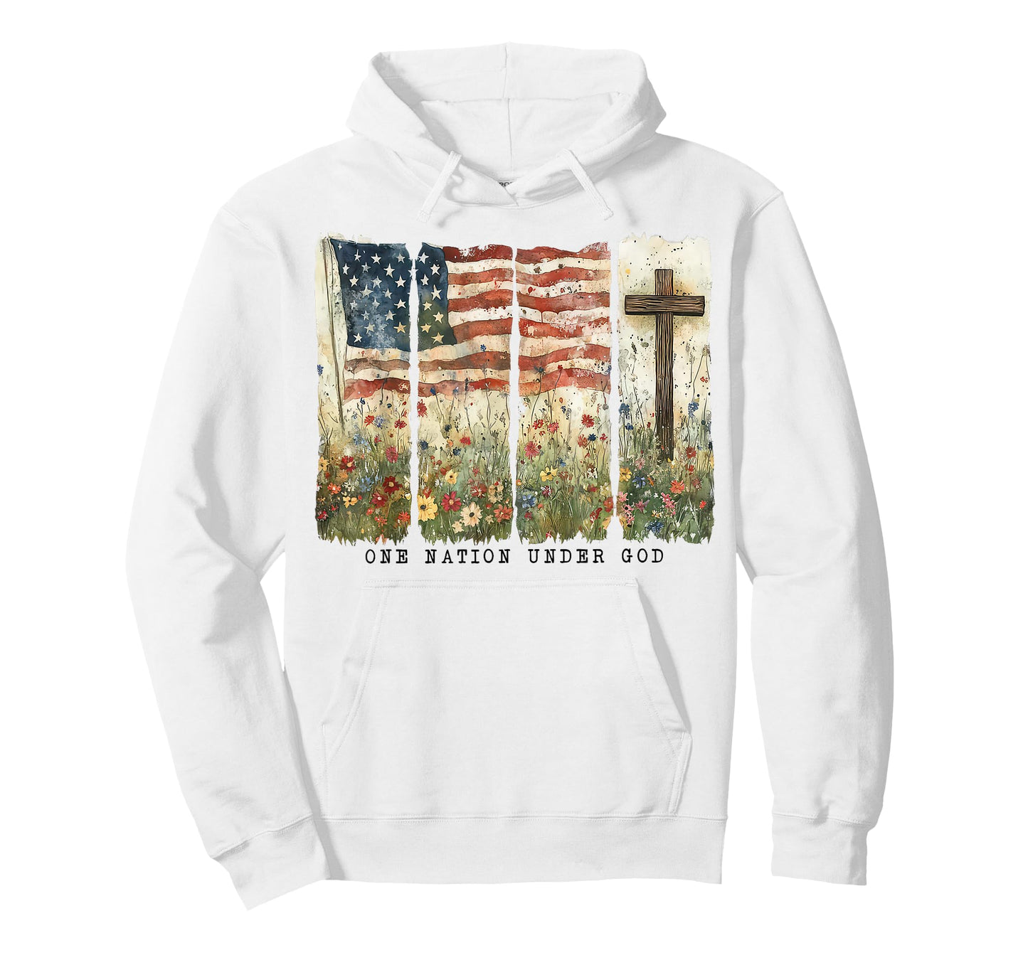 One Nation Under God Flag 4th Of July Patriotic Christian T-Shirt