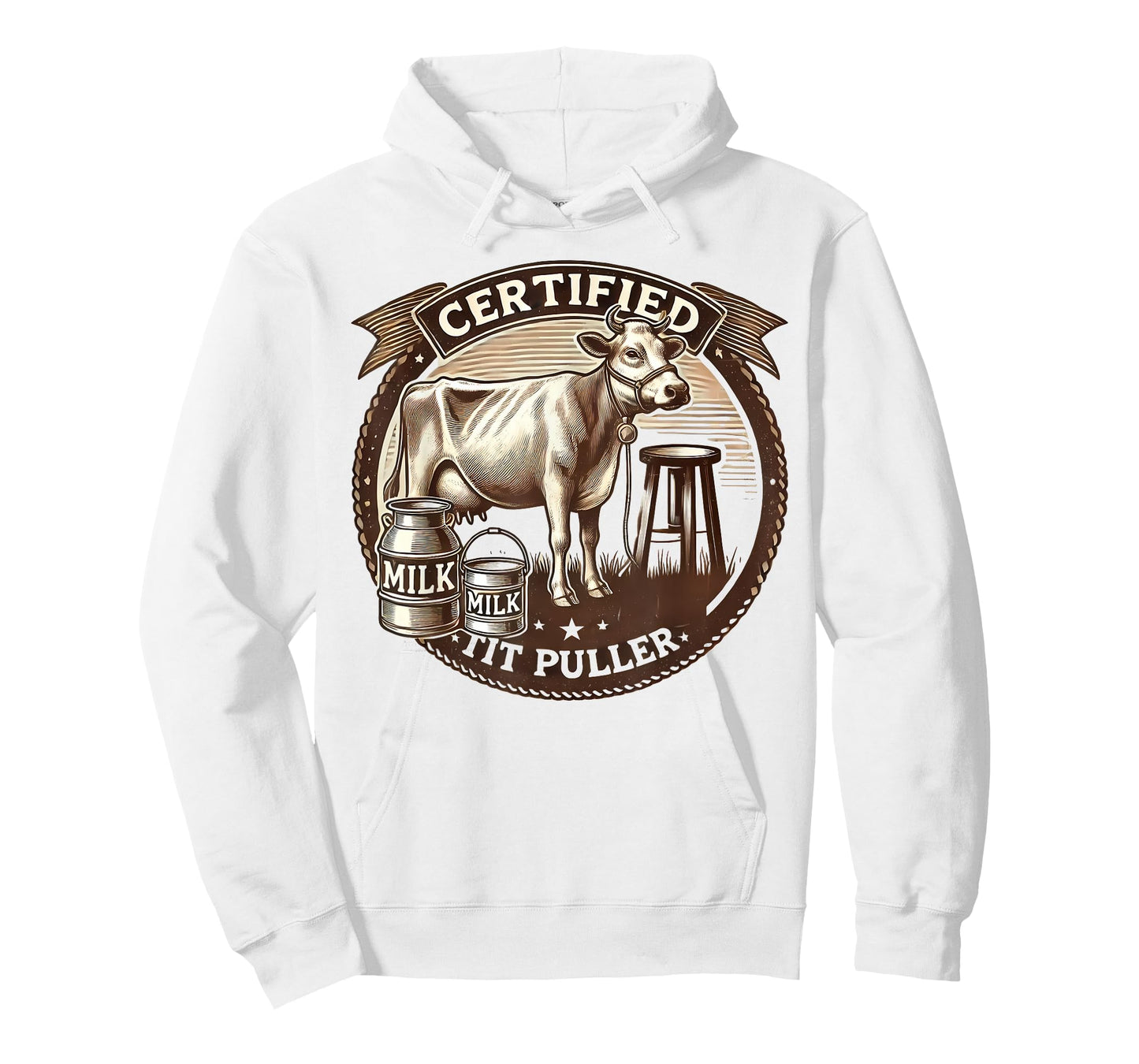Certified Tit Puller Vintage Dairy Farmer Jersey Cow Humor T-Shirt