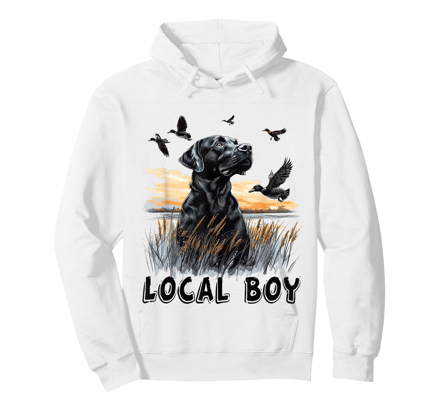 Local Boy Black Lab Hunting Dog Vintage Sunset T-Shirt