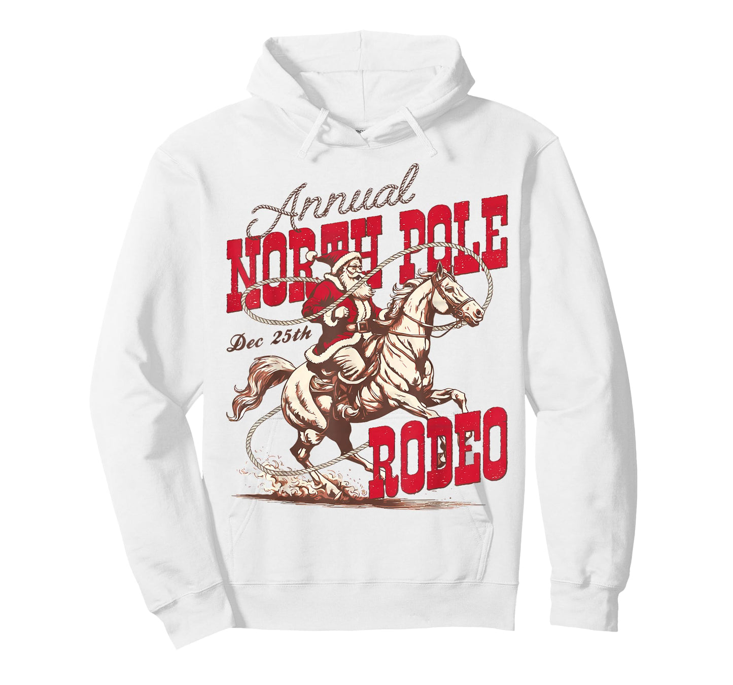 Vintage North Pole Rodeo Cowboy Santa Country Christmas T-Shirt