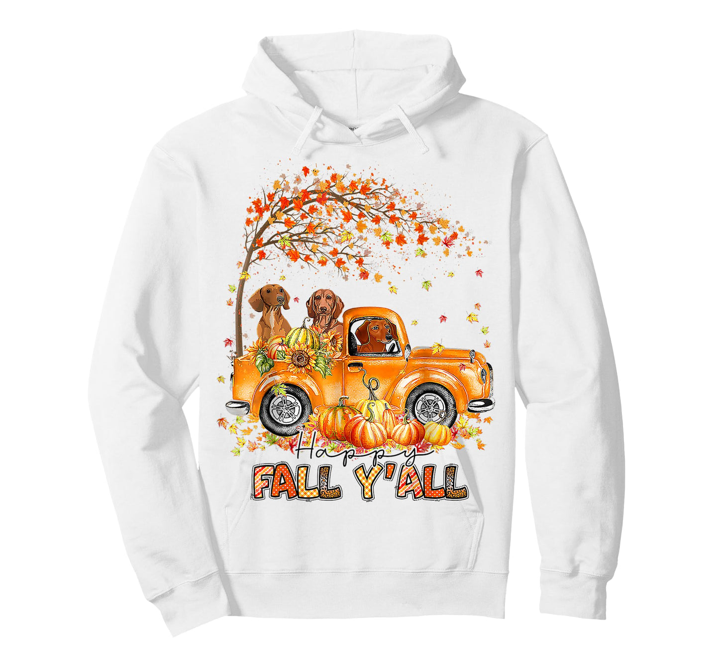 Happy Fall Y'all Dachshund Riding Truck Pumpkin Autumn Fall T-Shirt