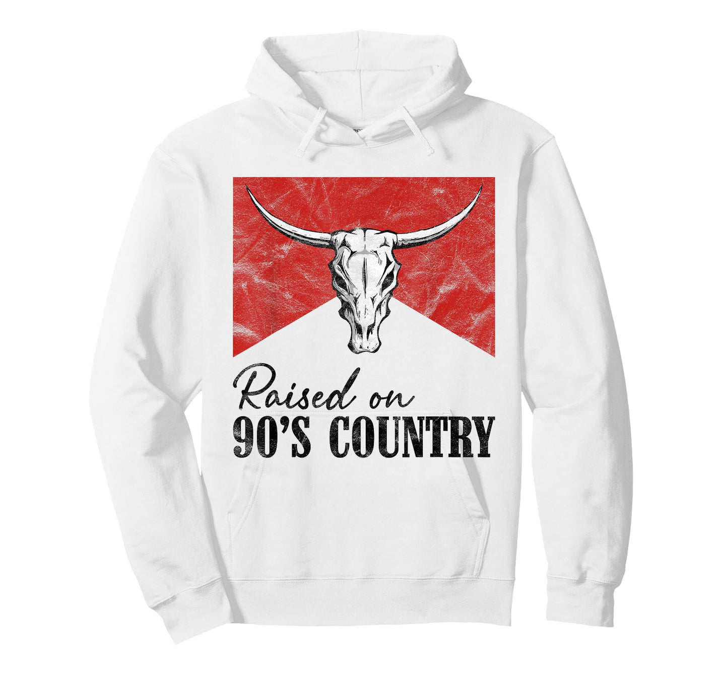 Vintage Western Bull Skull Raised On 90's Country Music T-Shirt