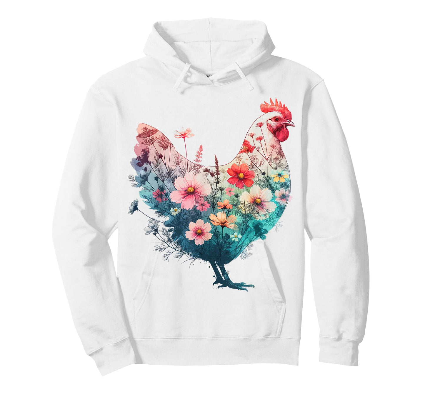 Chicken Floral Art Graphic Women Farm Chicken Lover Colorful T-Shirt