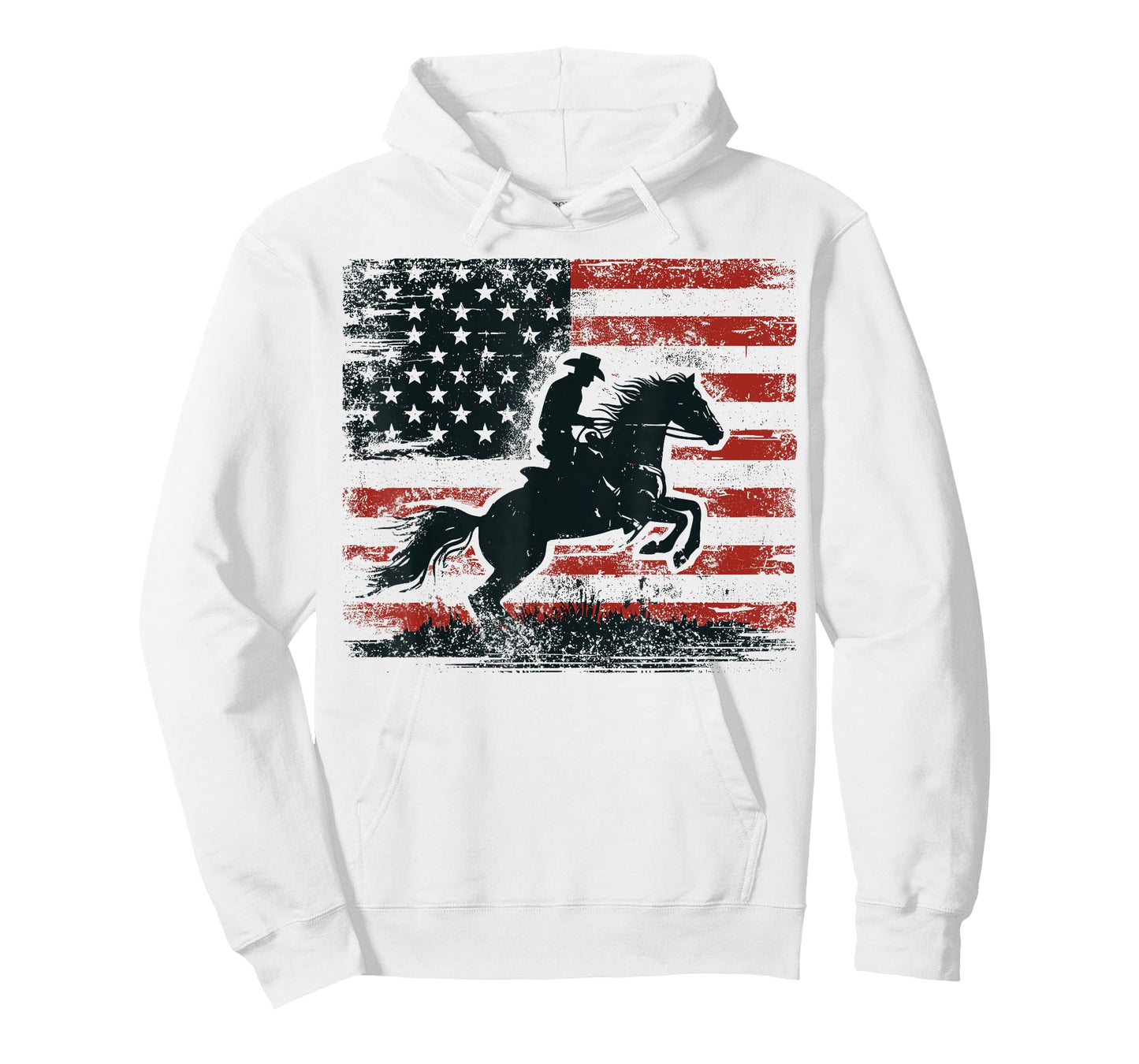 Rodeo Cowboy Horse USA Flag Western Country 4th of July T-Shirt